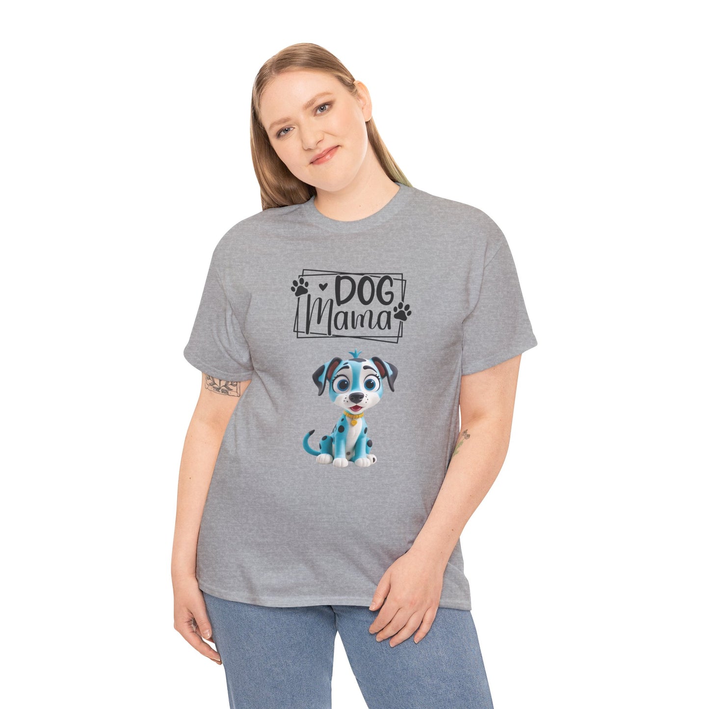 Dog Mama Colourful Dog Shirt Funny Unisex Heavy Cotton T-Shirt