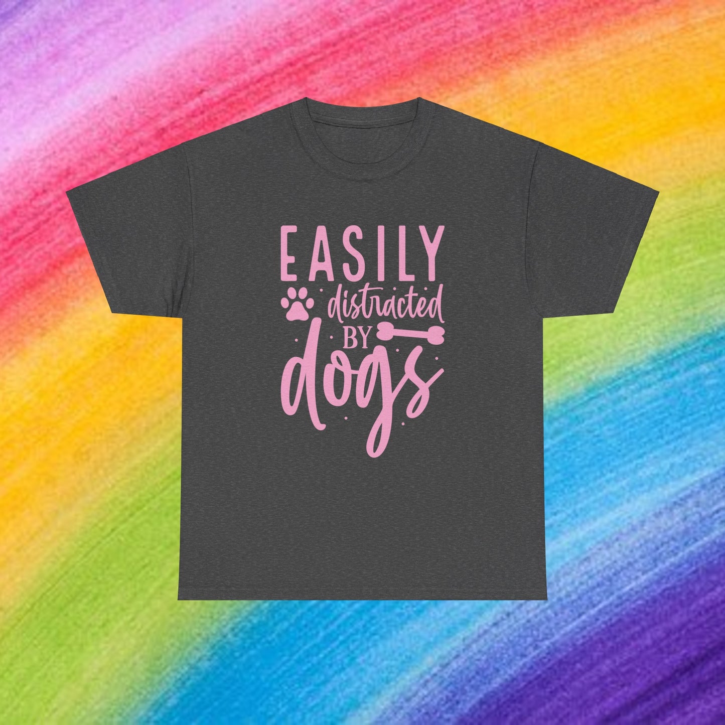 Easily distracted by Dogs Cute Doglover Shirt Cozy Comfort Colors Unisex Heavy Cotton T-Shirt
