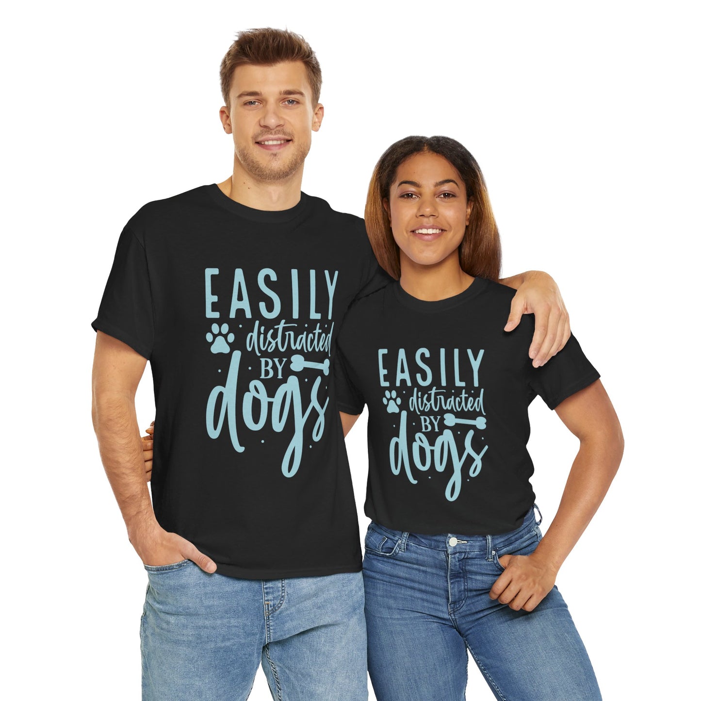 Easily distracted by Dogs Cute Doglover Shirt Cozy Comfort Colors Unisex Heavy Cotton T-Shirt