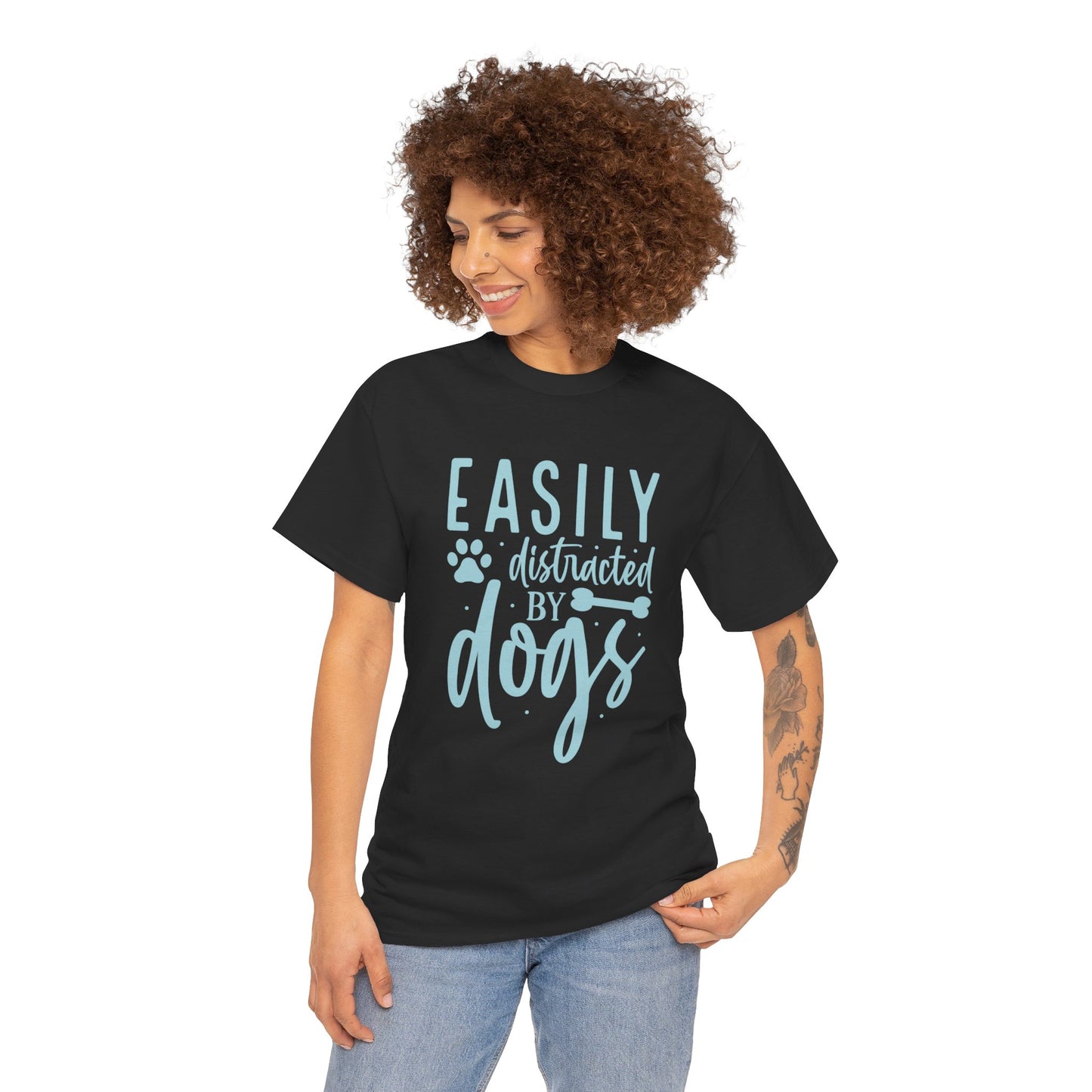 Easily distracted by Dogs Cute Doglover Shirt Cozy Comfort Colors Unisex Heavy Cotton T-Shirt