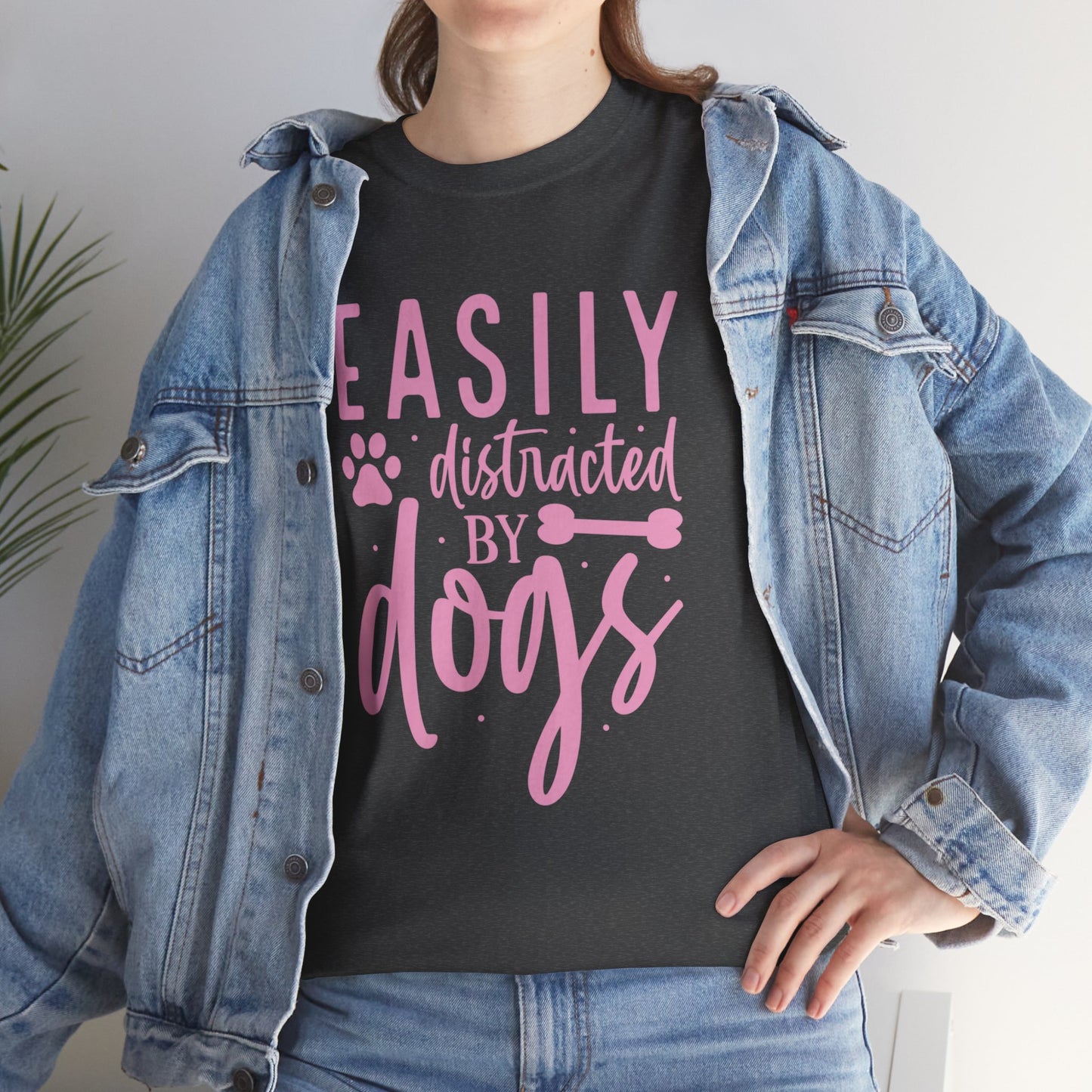 Easily distracted by Dogs Cute Doglover Shirt Cozy Comfort Colors Unisex Heavy Cotton T-Shirt