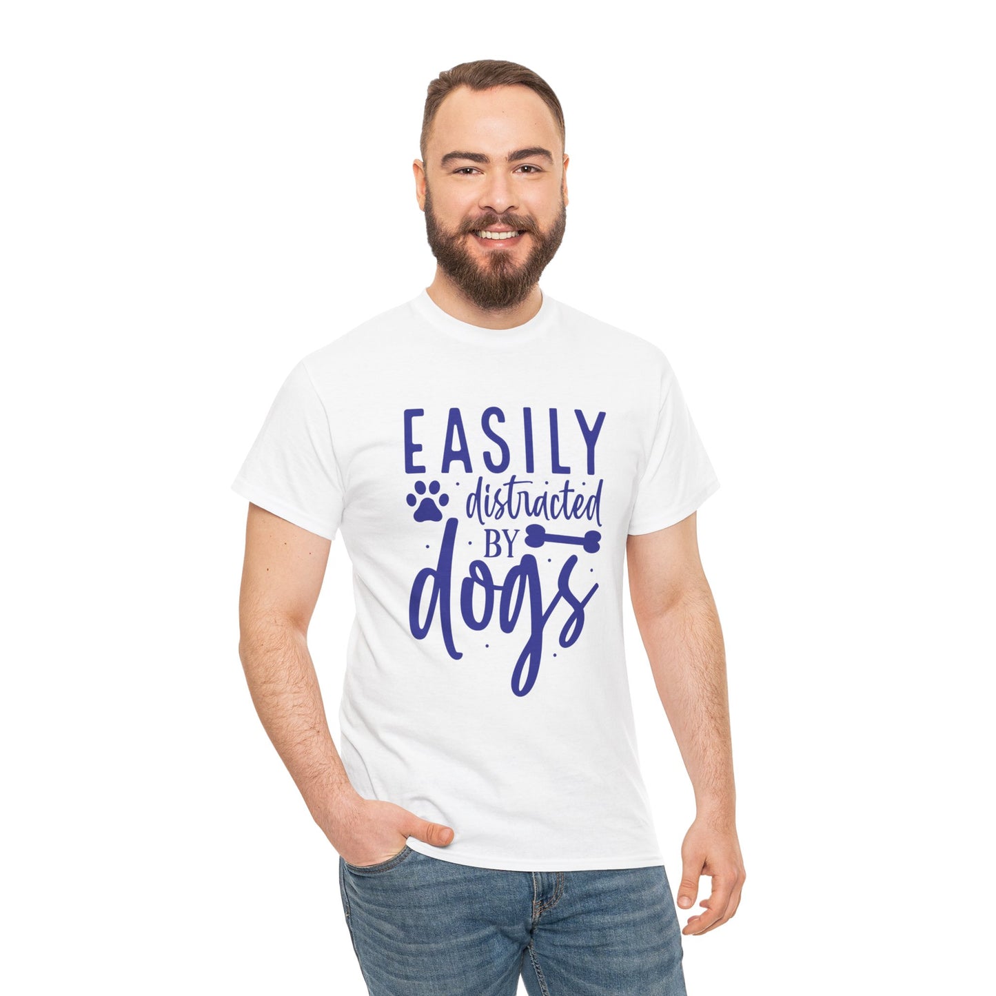 Easily distracted by Dogs Cute Doglover Shirt Cozy Comfort Colors Unisex Heavy Cotton T-Shirt