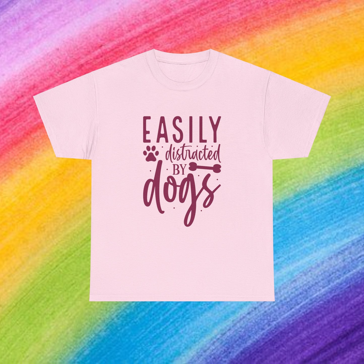 Easily distracted by Dogs Cute Doglover Shirt Cozy Comfort Colors Unisex Heavy Cotton T-Shirt