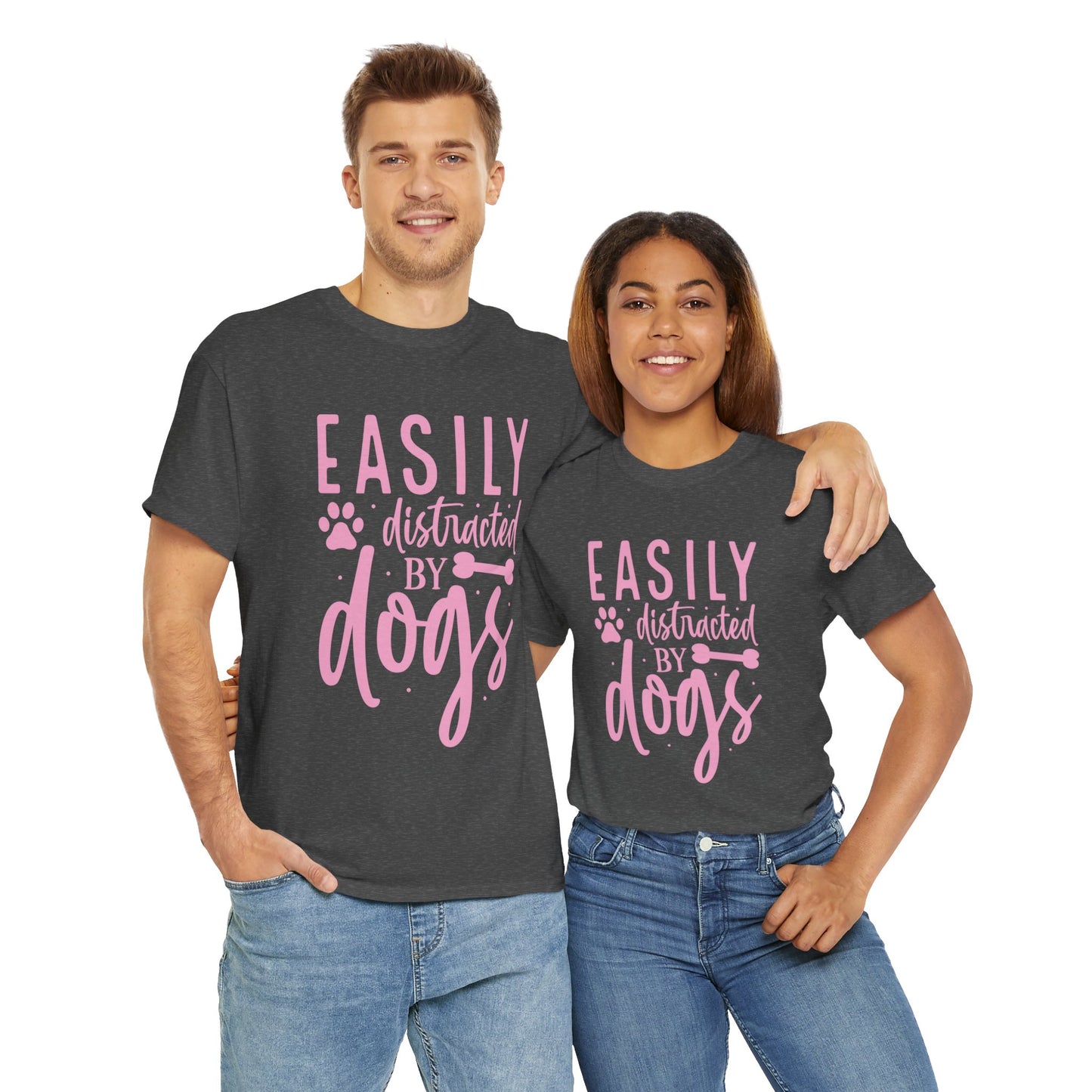 Easily distracted by Dogs Cute Doglover Shirt Cozy Comfort Colors Unisex Heavy Cotton T-Shirt