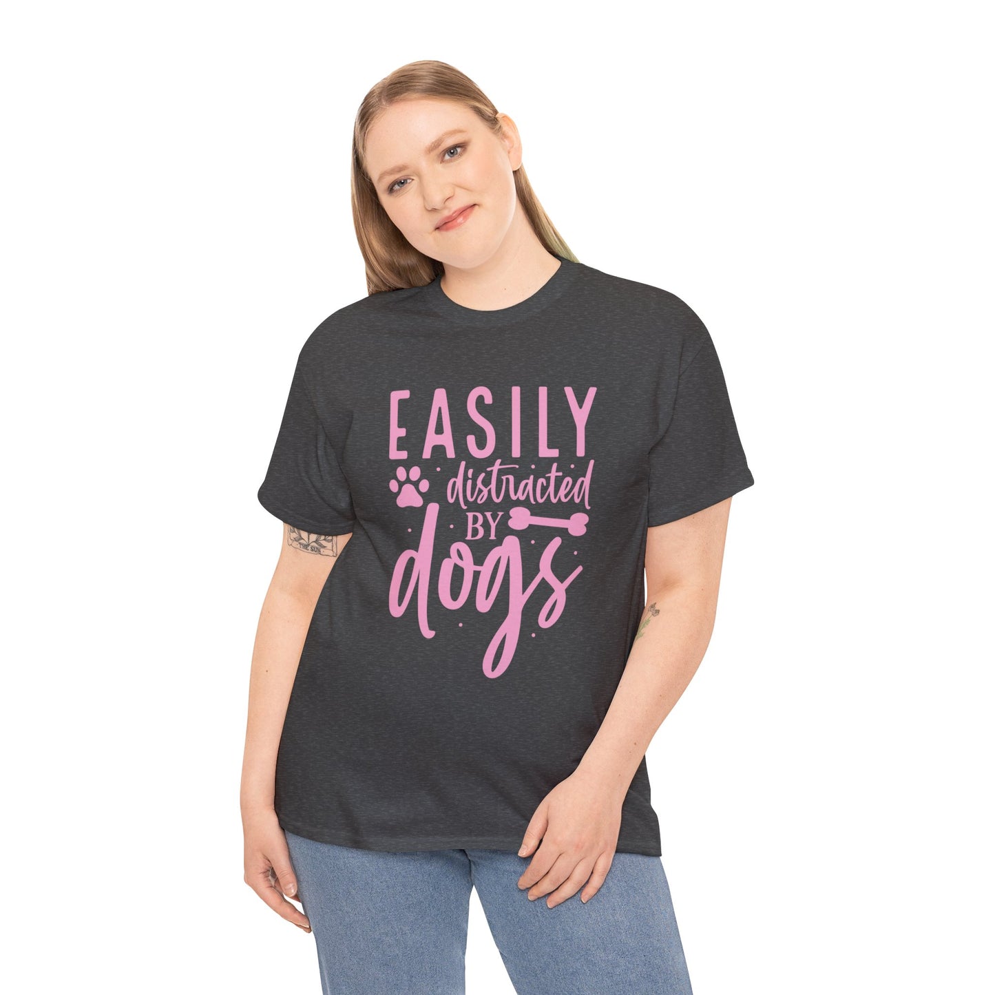Easily distracted by Dogs Cute Doglover Shirt Cozy Comfort Colors Unisex Heavy Cotton T-Shirt