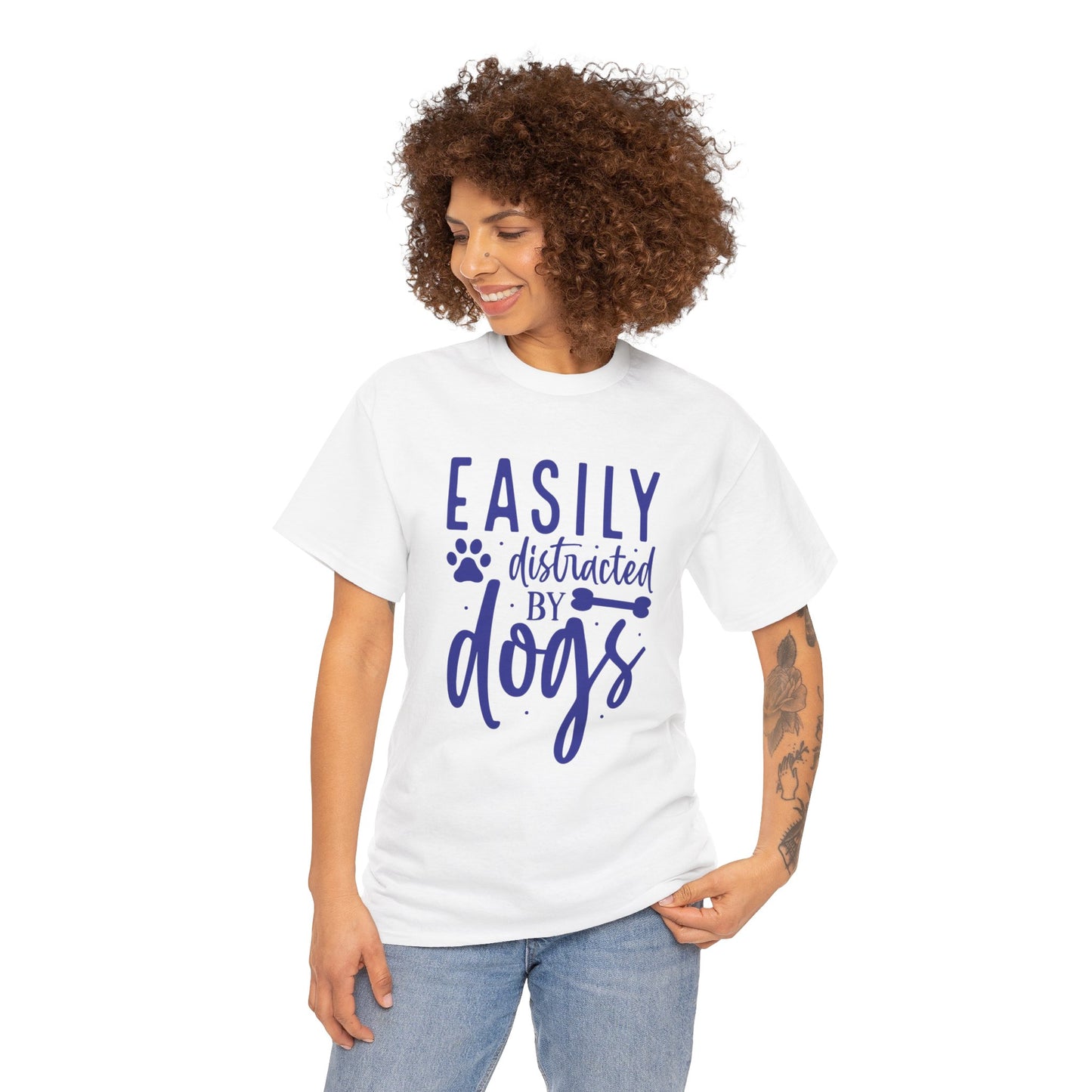 Easily distracted by Dogs Cute Doglover Shirt Cozy Comfort Colors Unisex Heavy Cotton T-Shirt