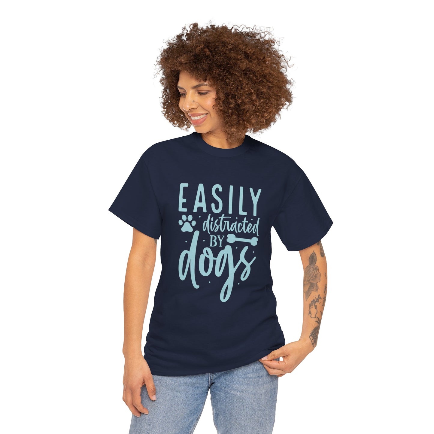 Easily distracted by Dogs Cute Doglover Shirt Cozy Comfort Colors Unisex Heavy Cotton T-Shirt