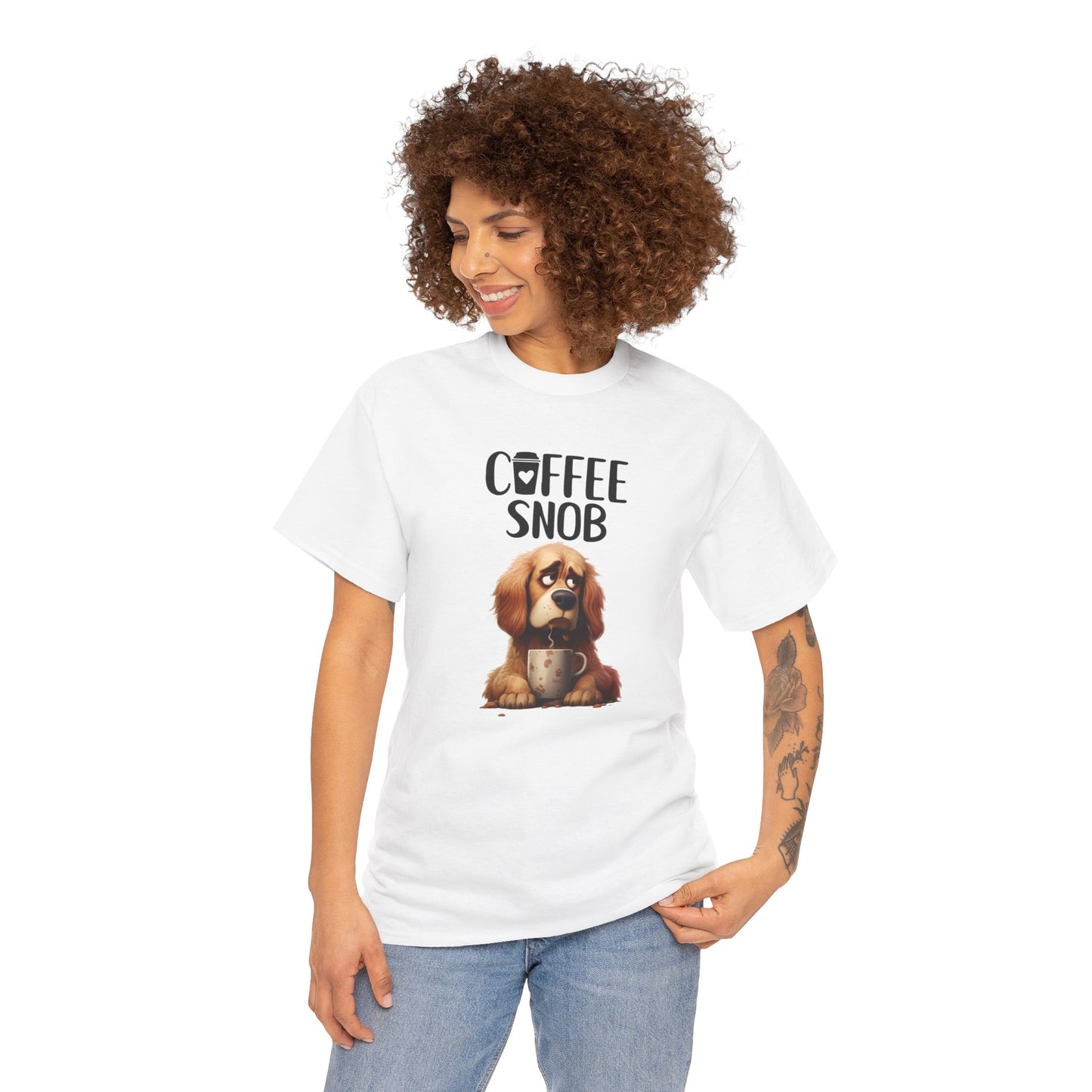 Coffee Snob Fun Goldie Dog Shirt Kaffee Humor Unisex Heavy Cotton T-Shirt
