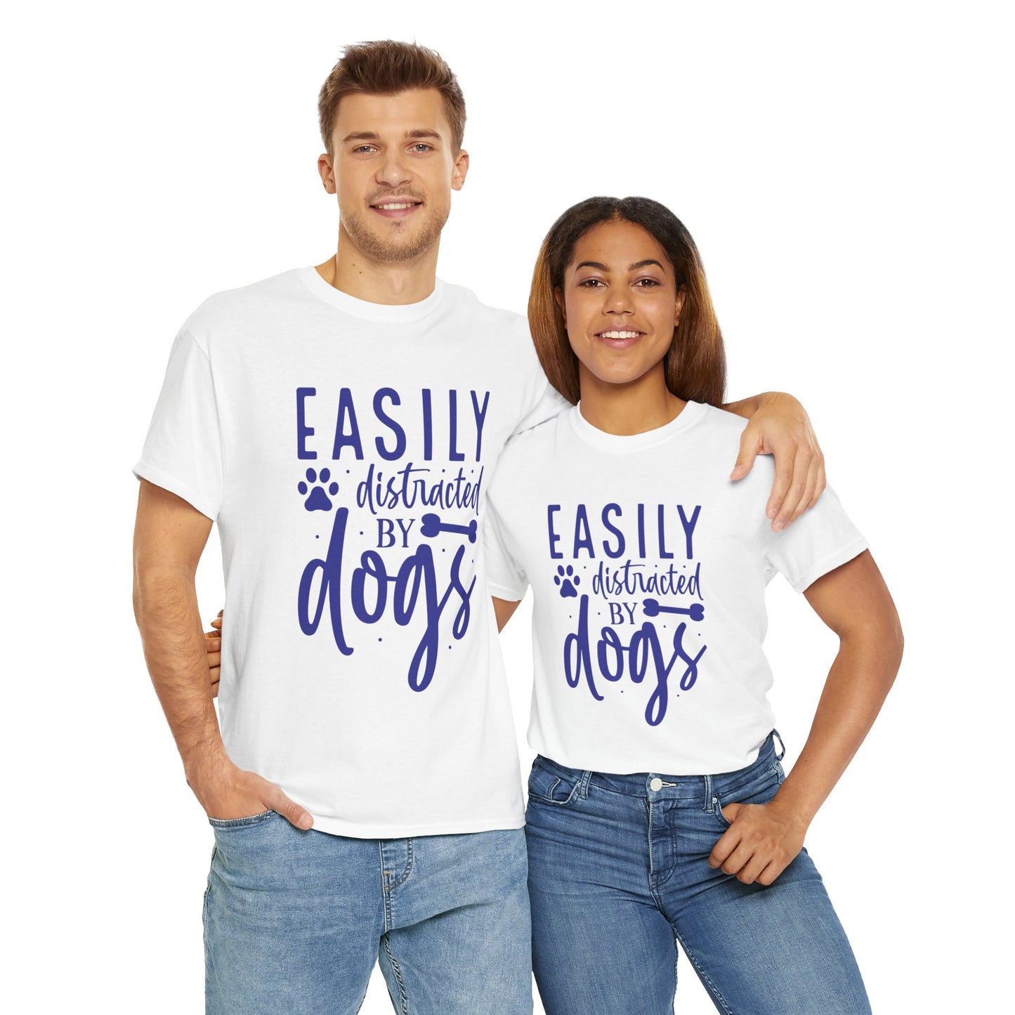 Easily distracted by Dogs Cute Doglover Shirt Cozy Comfort Colors Unisex Heavy Cotton T-Shirt