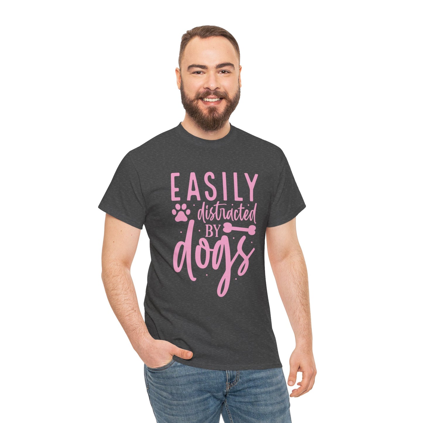 Easily distracted by Dogs Cute Doglover Shirt Cozy Comfort Colors Unisex Heavy Cotton T-Shirt