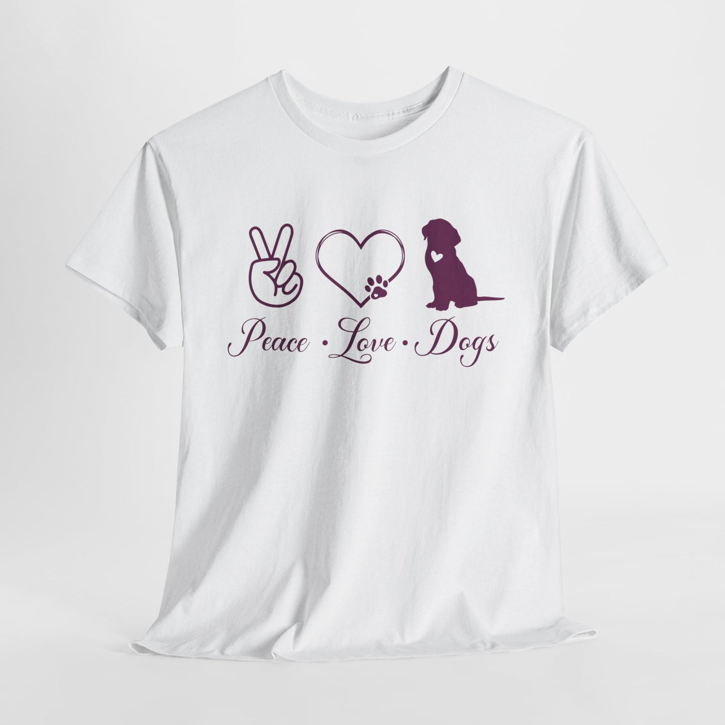 Peace Love Dogs Cute Doglover Shirt Unisex Heavy Cotton T-Shirt