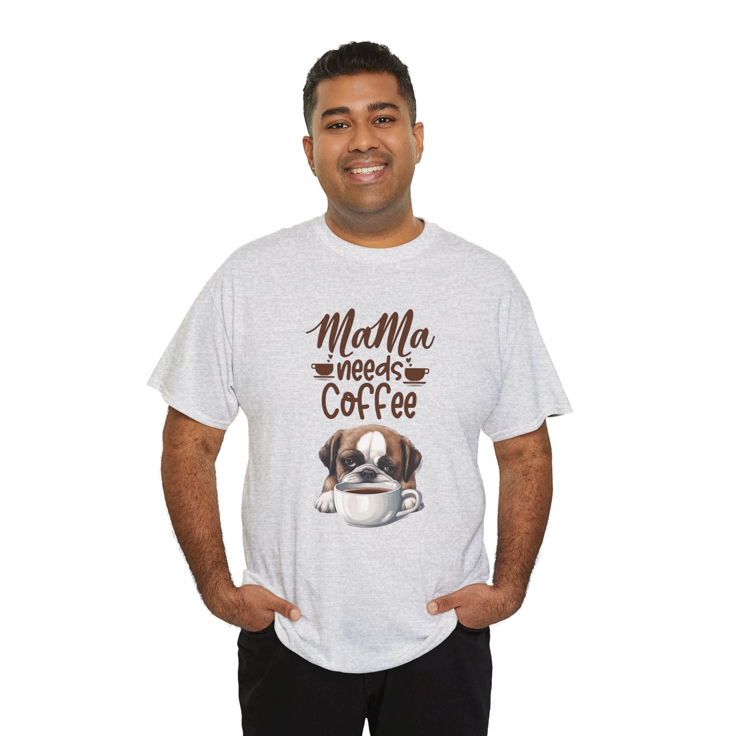 Mama needs Coffee Please Fun Dog Shirt Love Dogs Hunde Liebe Kaffee Junkie Quirky Fun Doglover Crazy Humor Unisex Heavy Cotton T-Shirt