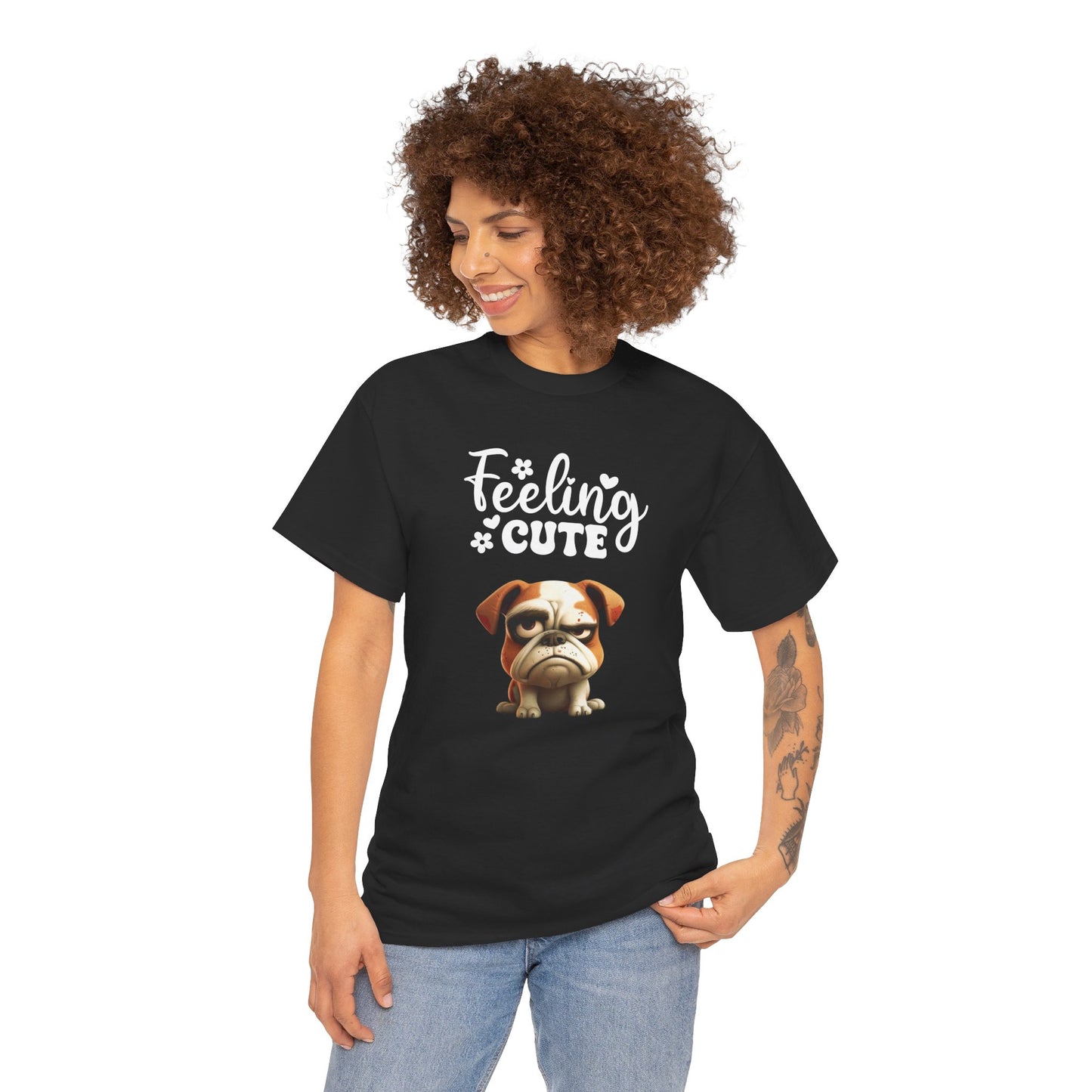 Feeling Cute Sarcastic Dog Shirt Black Humor Doglover Dark Fun Dog Sarcasm Unisex Heavy Cotton Funny T-Shirt