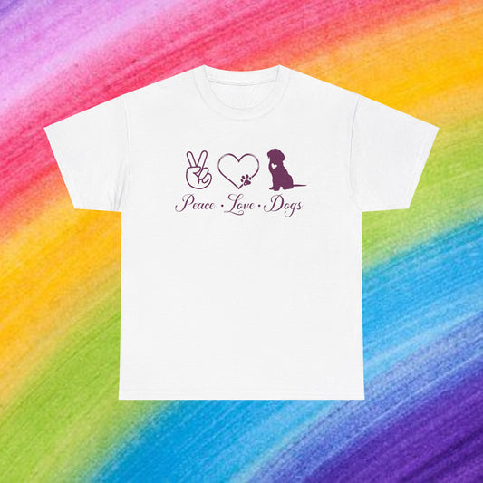 Peace Love Dogs Cute Doglover Shirt Unisex Heavy Cotton T-Shirt