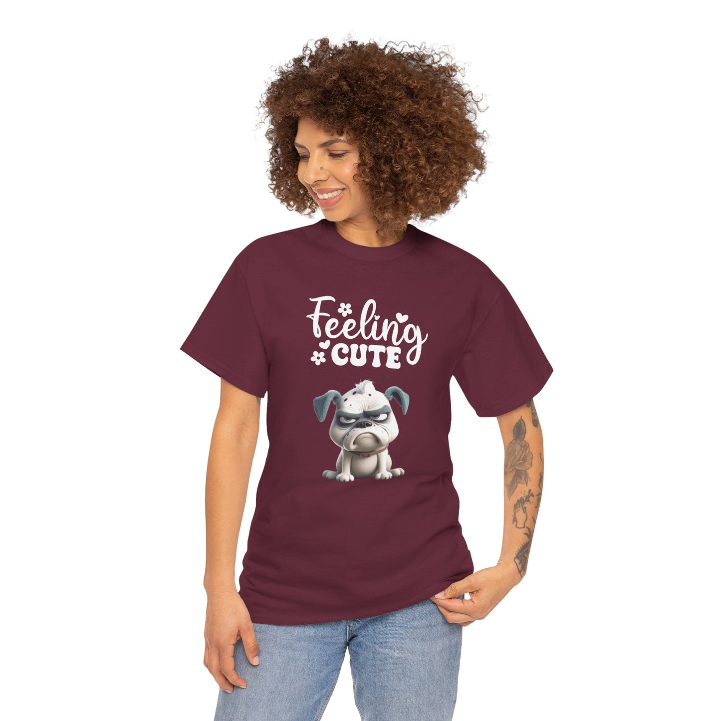 Feeling Cute Sarcastic Dog Shirt Black Humor Doglover Dark Fun Dog Sarcasm Unisex Heavy Cotton Funny T-Shirt