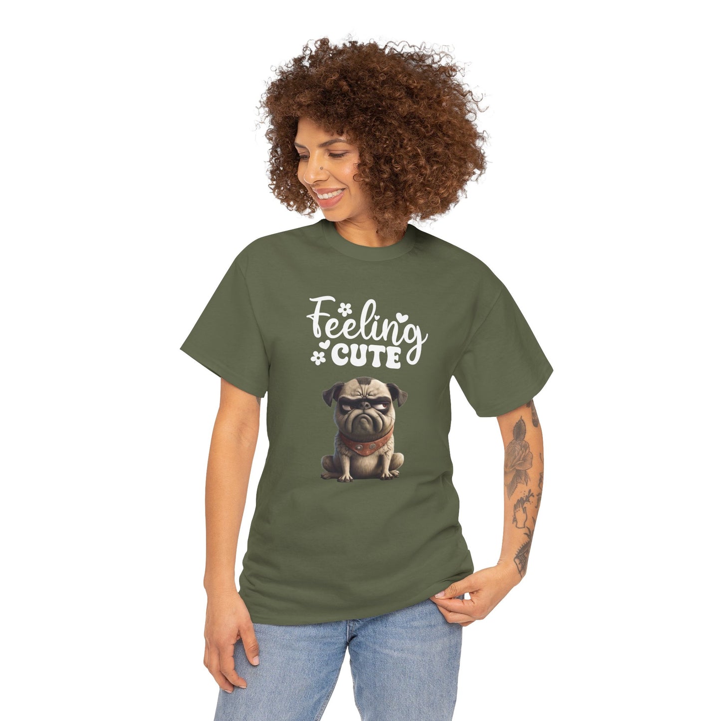 Feeling Cute Sarcastic Dog Shirt Black Humor Doglover Dark Fun Dog Sarcasm Unisex Heavy Cotton Funny T-Shirt