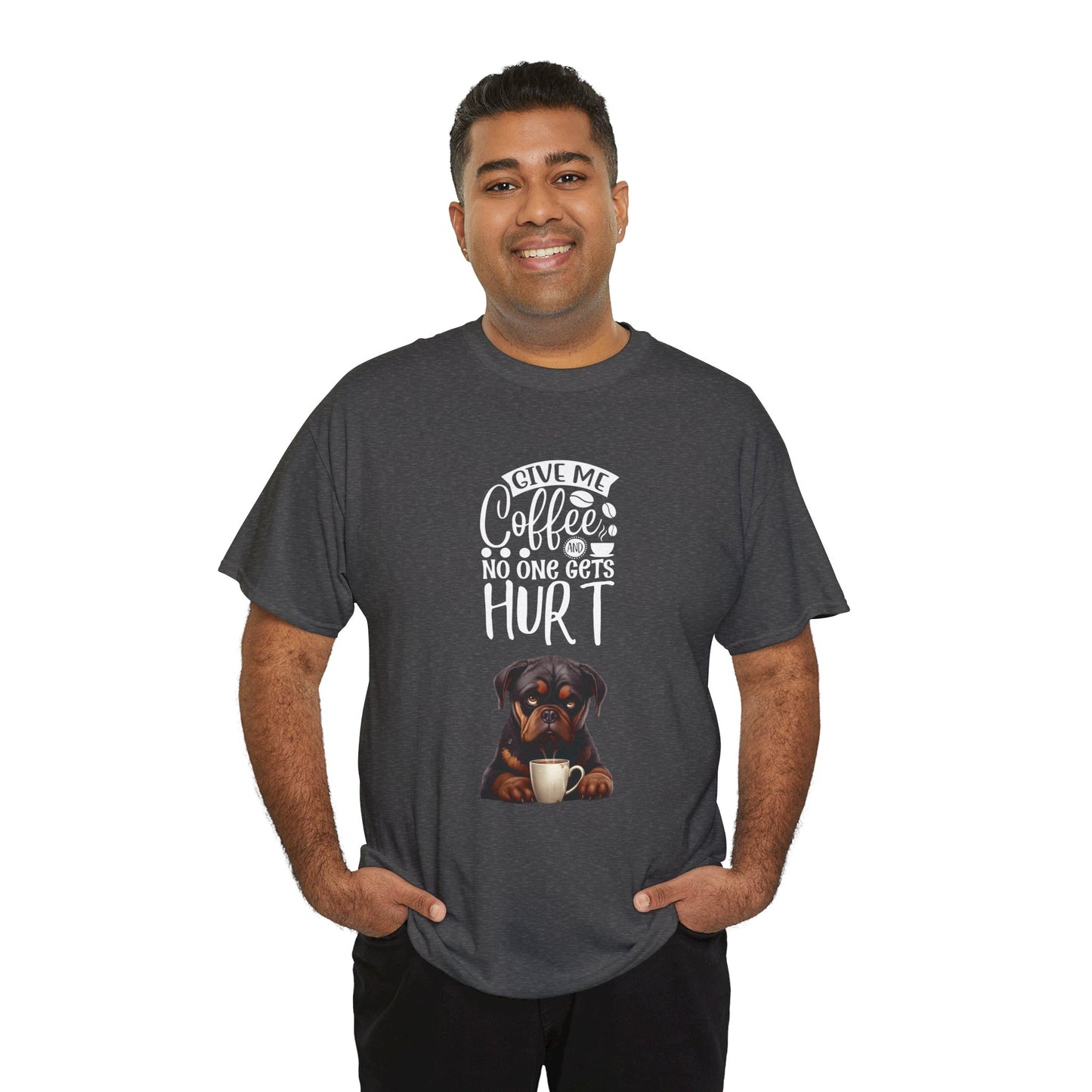 Give me Coffee Fun Rottweiler Dog Shirt Kaffee Humor Unisex Heavy Cotton T-Shirt