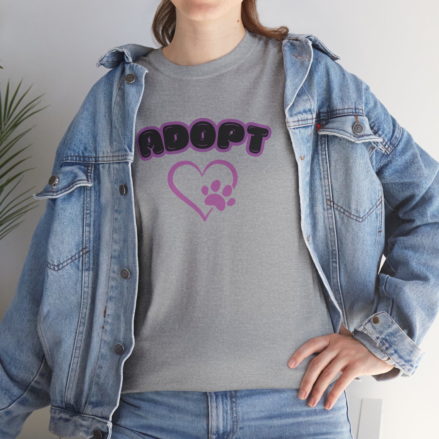 Adopt Dog Rescue Shirt Neon Colors Unisex Heavy Cotton T-Shirt