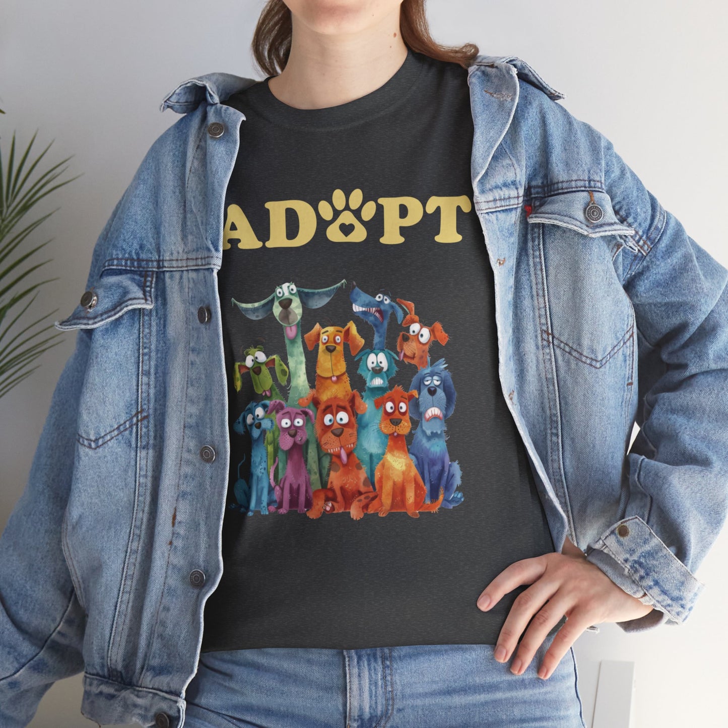 Adopt Cute Rescue Dog Shirt Love Dogs Hunde Liebe Quirky Fun Doglover Tierschutz Shelter Support Unisex Heavy Cotton T-Shirt