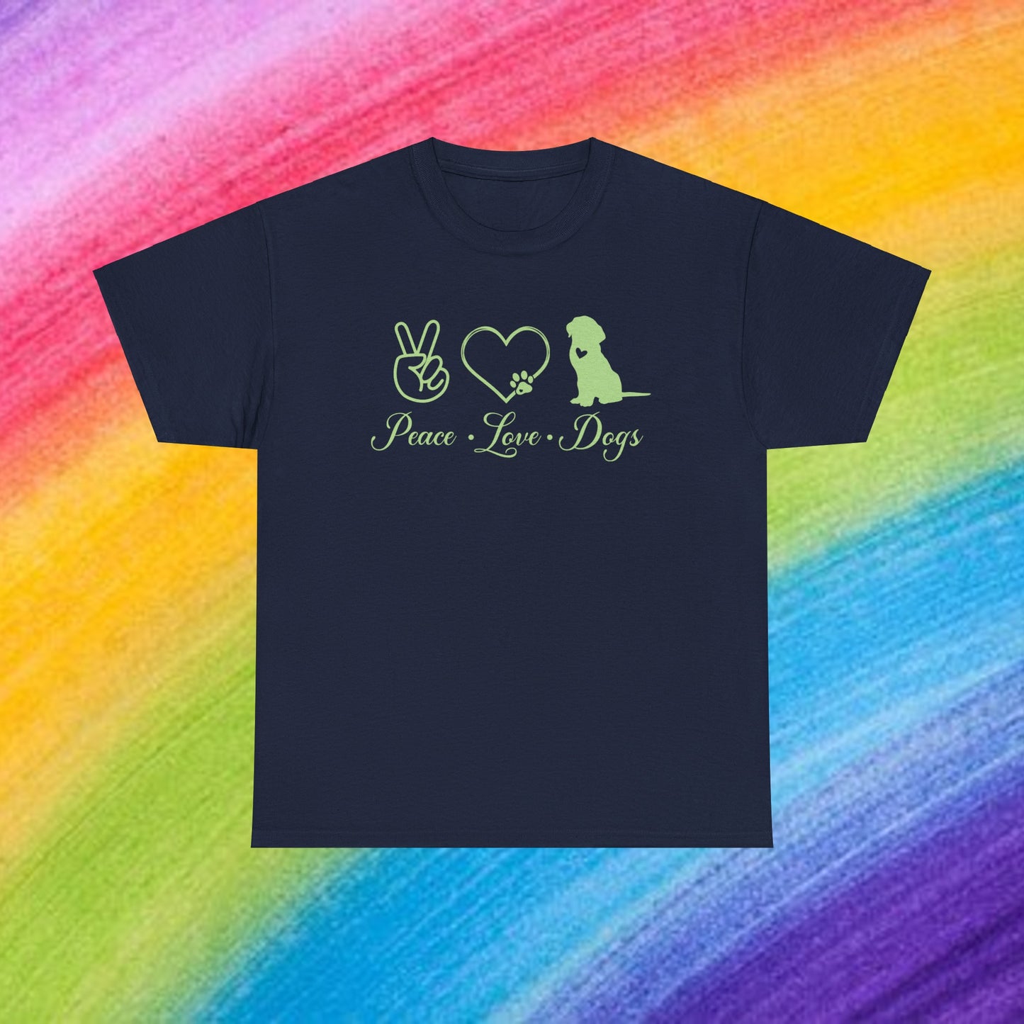 Peace Love Dogs Cute Doglover Shirt Unisex Heavy Cotton T-Shirt