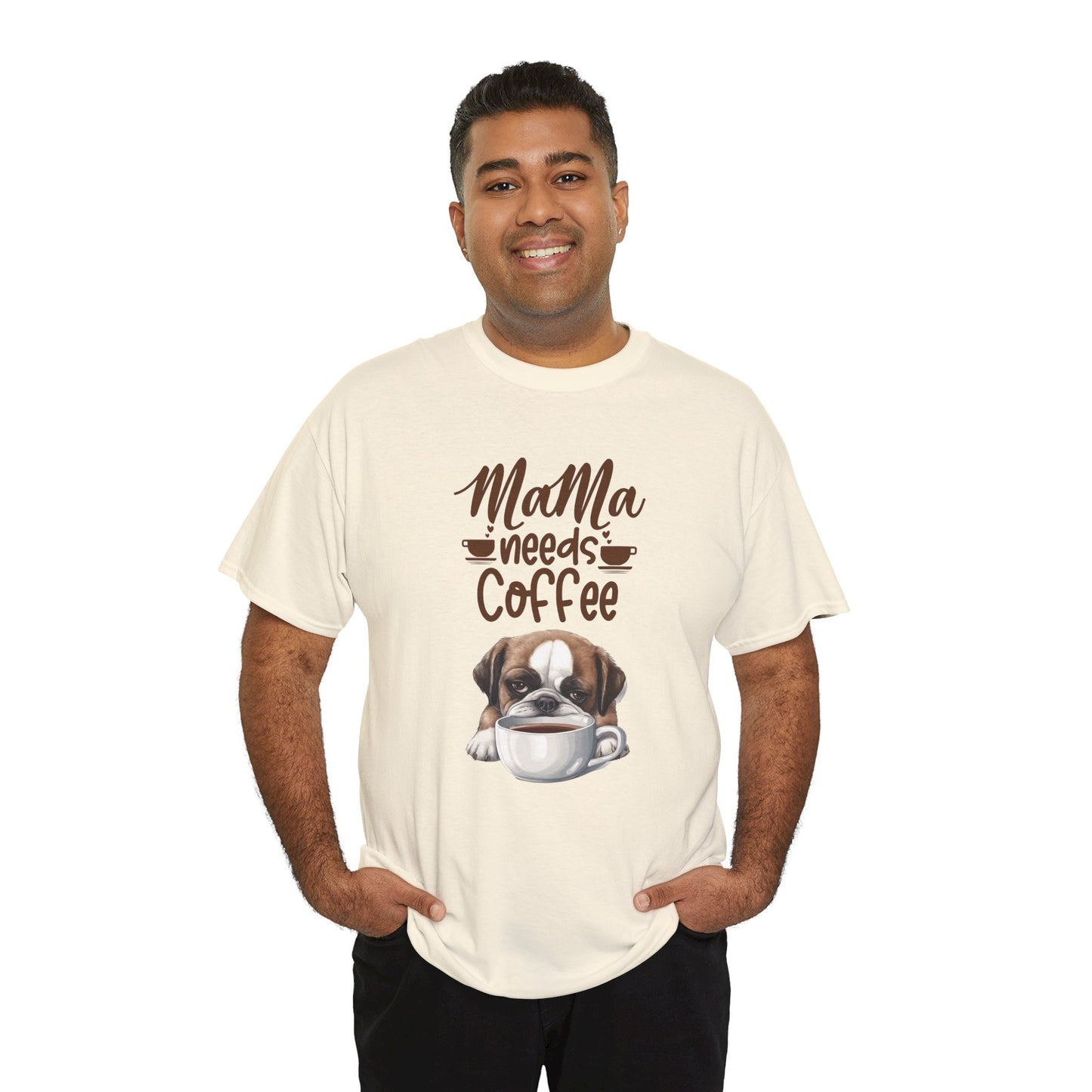 Mama needs Coffee Please Fun Dog Shirt Love Dogs Hunde Liebe Kaffee Junkie Quirky Fun Doglover Crazy Humor Unisex Heavy Cotton T-Shirt