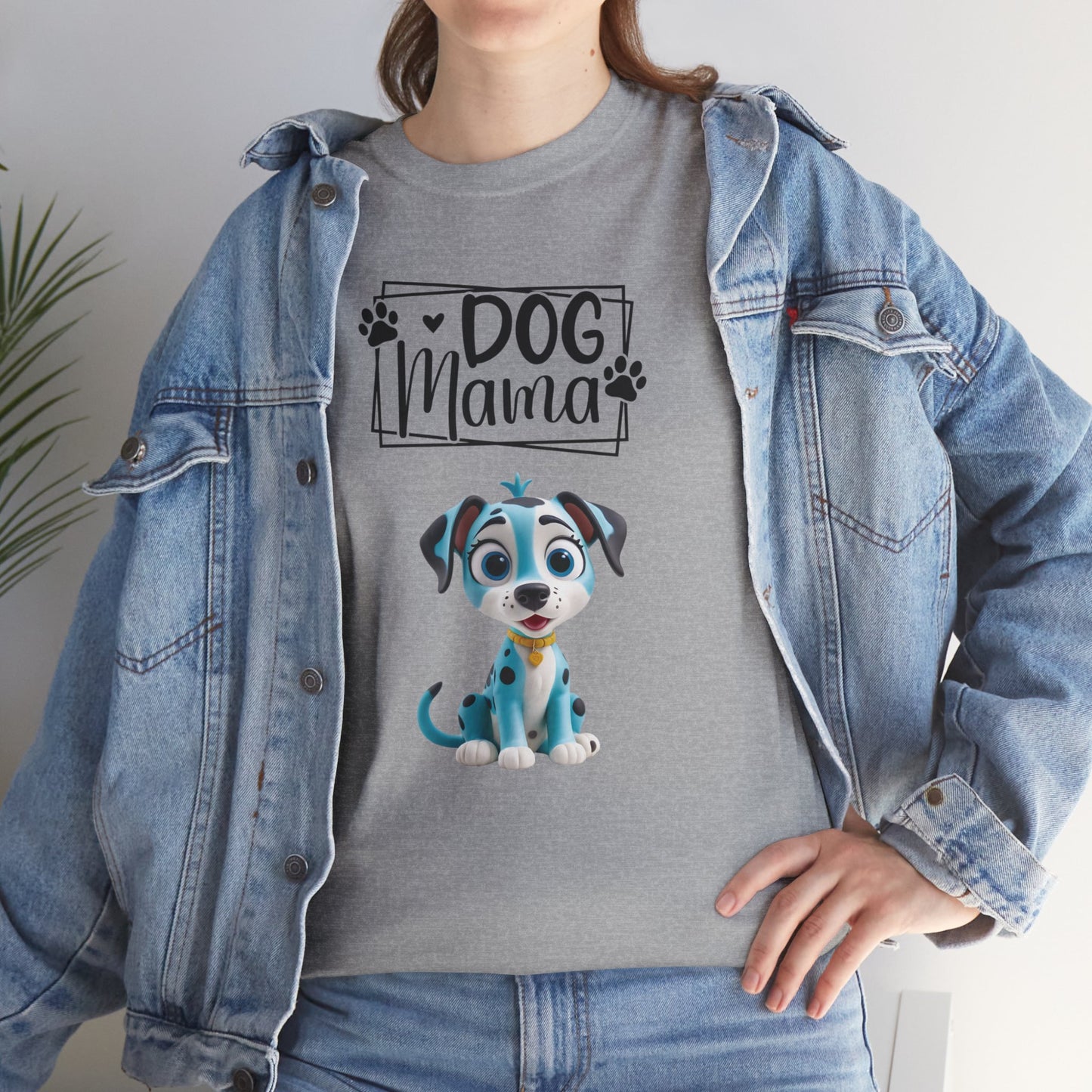 Dog Mama Colourful Dog Shirt Funny Unisex Heavy Cotton T-Shirt