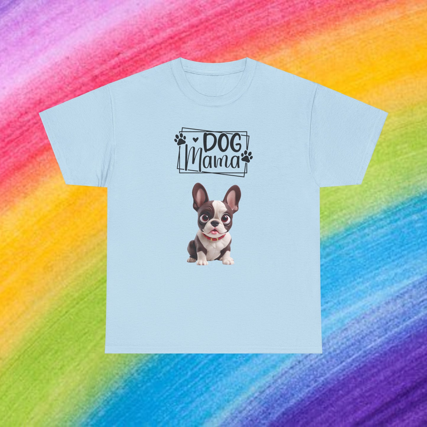 Dog Mama Colourful Dog Shirt Funny Unisex Heavy Cotton T-Shirt