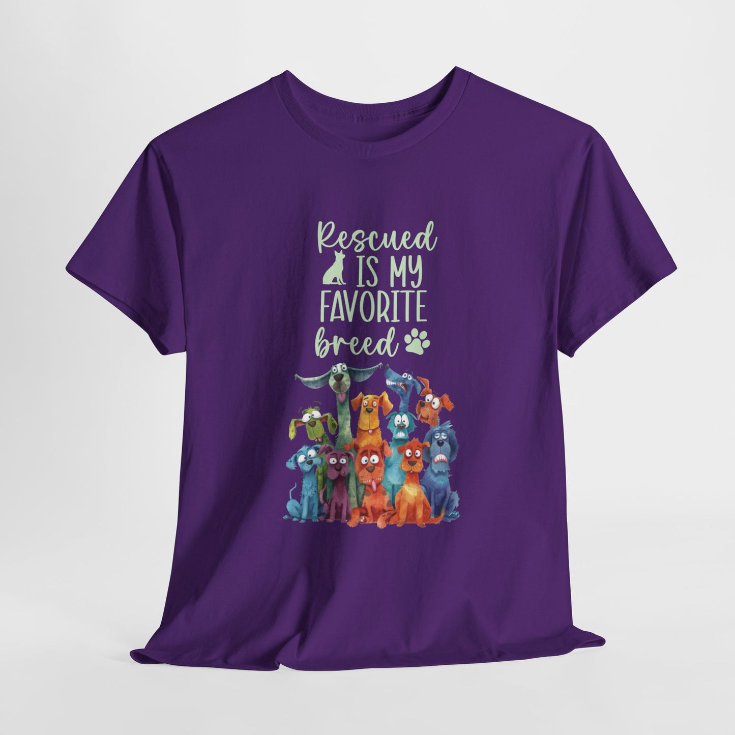 Rescued is my Favourite Breed Cute Doglover Shirt Love Dogs Hunde Liebe Quirky Fun Tierschutz Shelter Dog Unisex Heavy Cotton T-Shirt