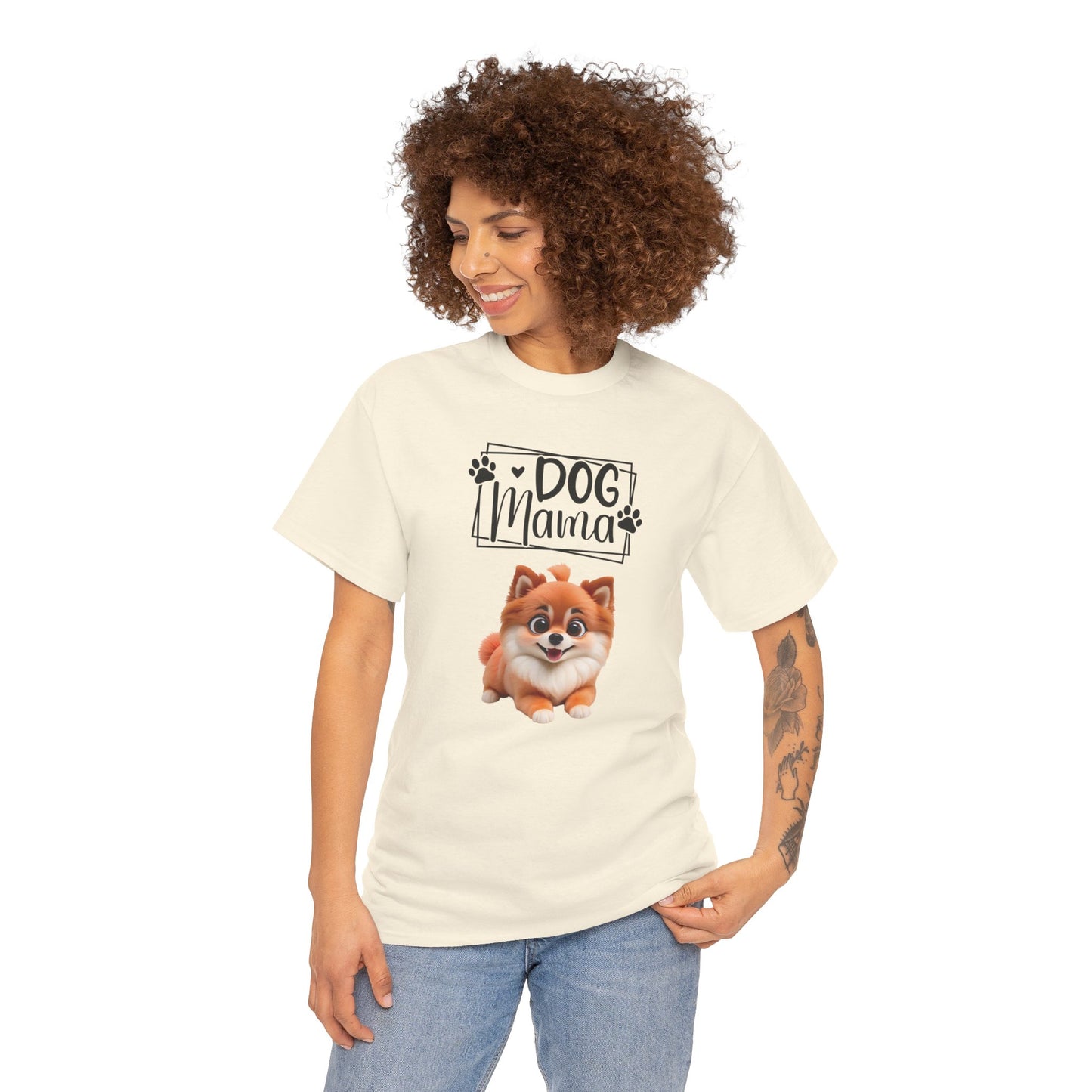 Dog Mama Colourful Dog Shirt Funny Unisex Heavy Cotton T-Shirt