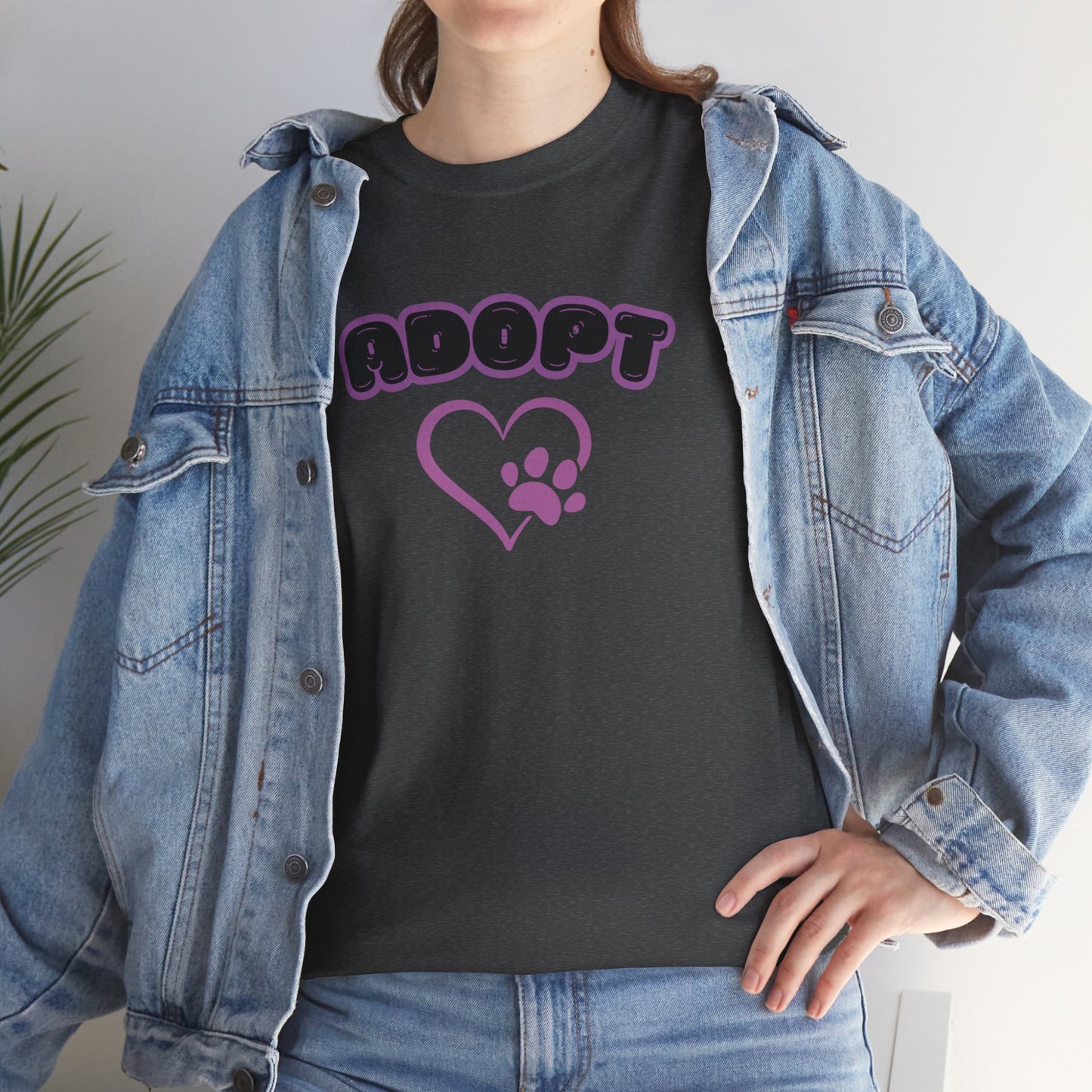 Adopt Dog Rescue Shirt Neon Colors Unisex Heavy Cotton T-Shirt