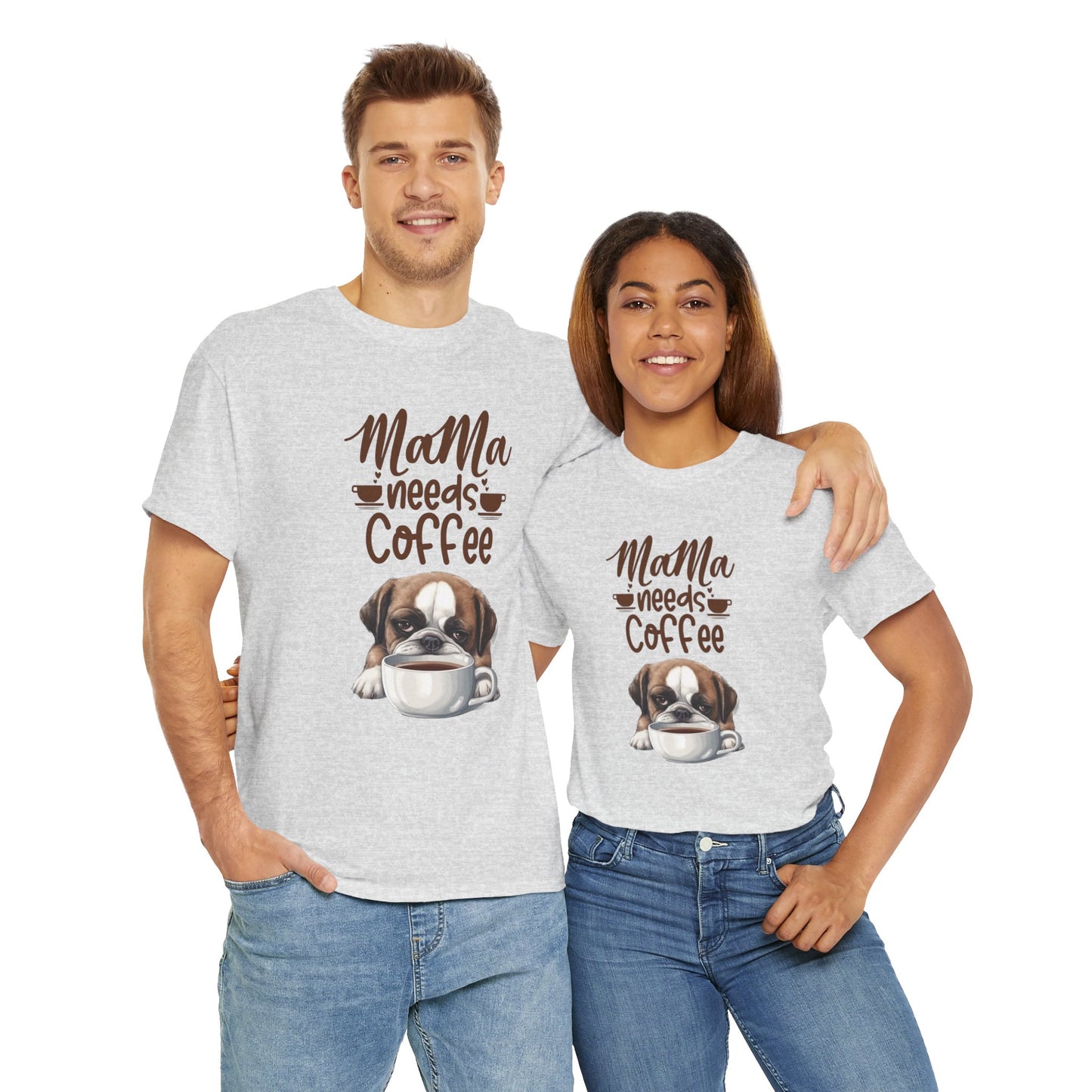 Mama needs Coffee Please Fun Dog Shirt Love Dogs Hunde Liebe Kaffee Junkie Quirky Fun Doglover Crazy Humor Unisex Heavy Cotton T-Shirt