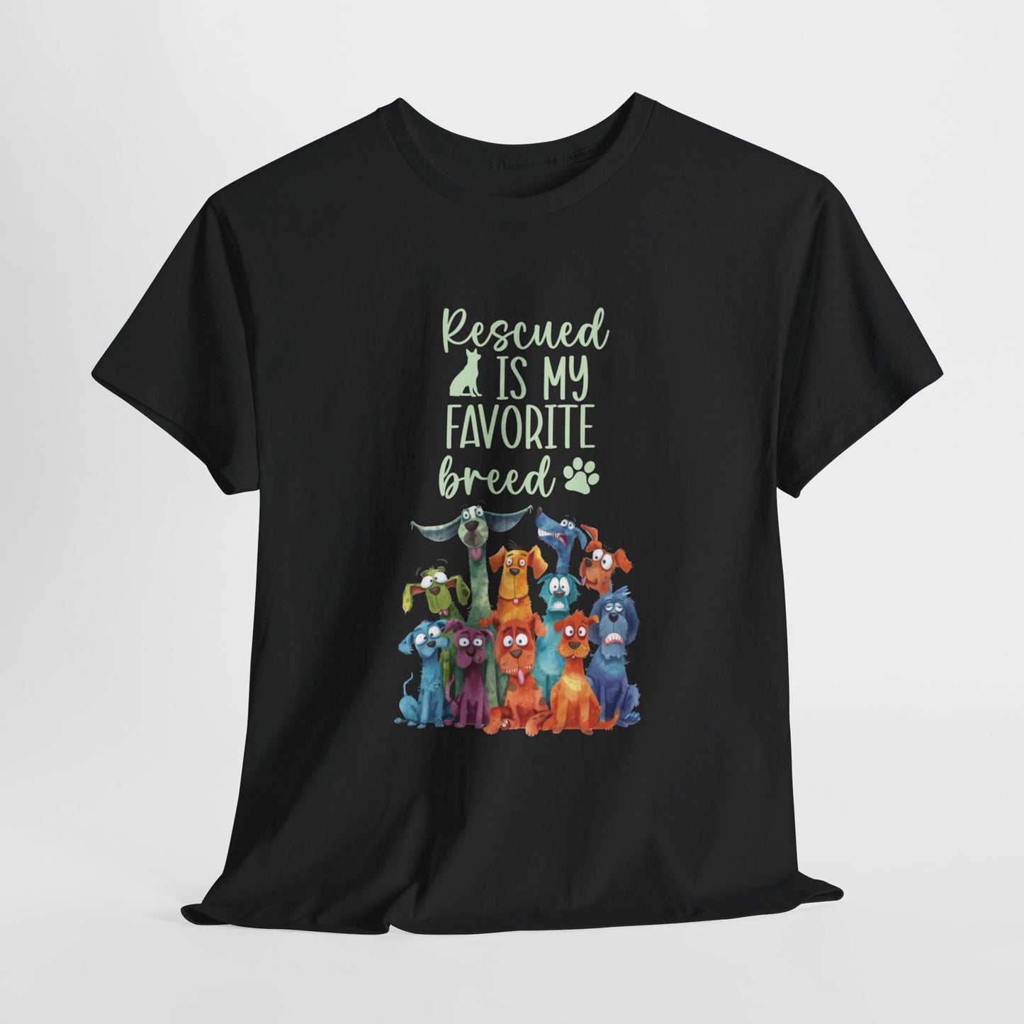 Rescued is my Favourite Breed Cute Doglover Shirt Love Dogs Hunde Liebe Quirky Fun Tierschutz Shelter Dog Unisex Heavy Cotton T-Shirt