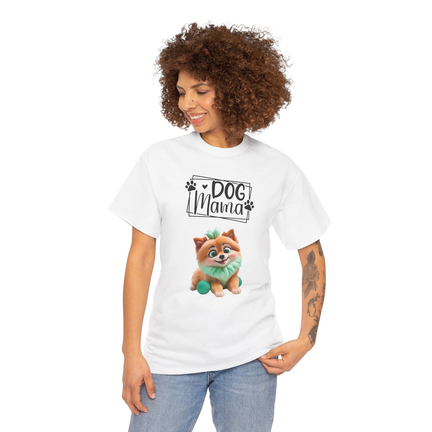 Dog Mama Colourful Dog Shirt Funny Unisex Heavy Cotton T-Shirt