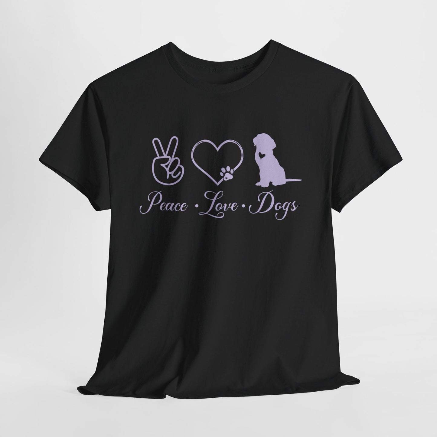 Peace Love Dogs Cute Doglover Shirt Unisex Heavy Cotton T-Shirt