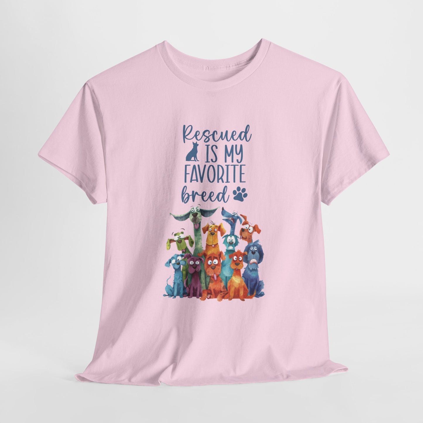 Rescued is my Favourite Breed Cute Doglover Shirt Love Dogs Hunde Liebe Quirky Fun Tierschutz Shelter Dog Unisex Heavy Cotton T-Shirt