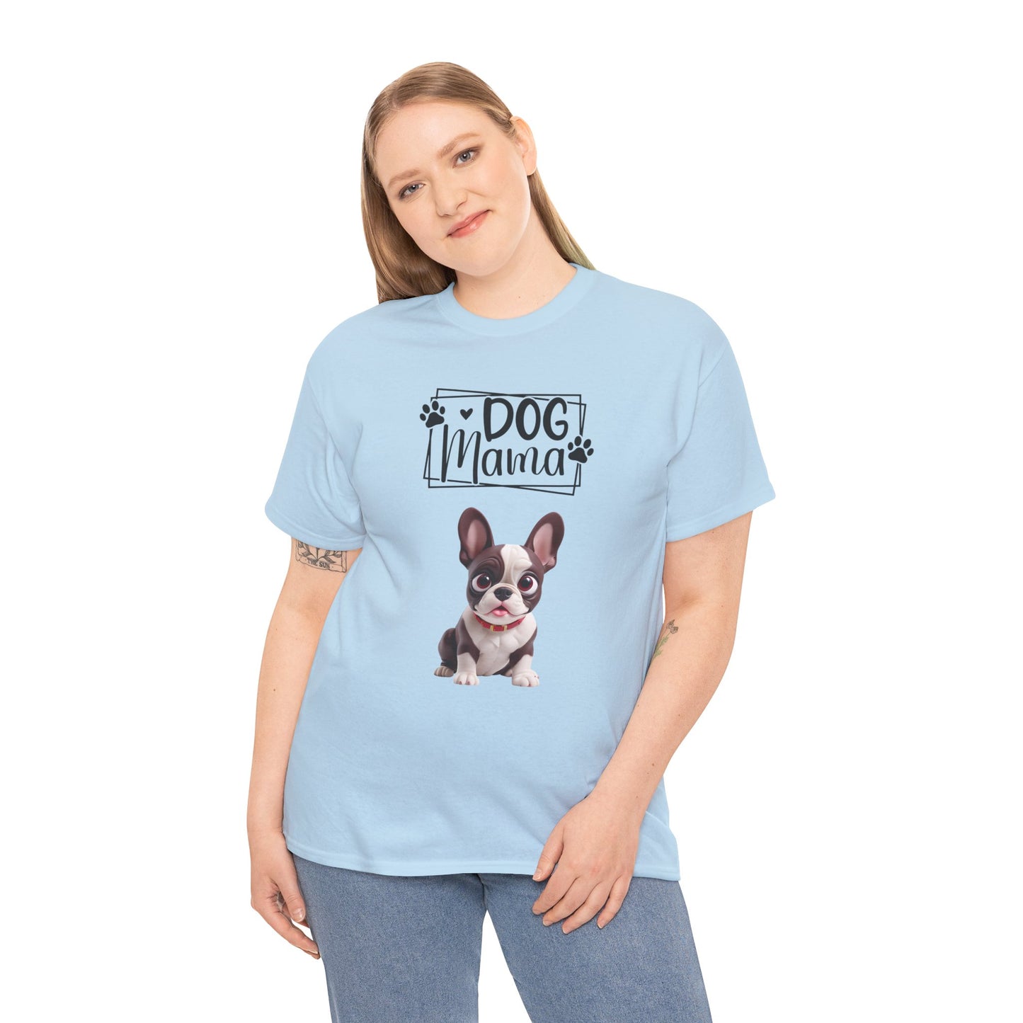 Dog Mama Colourful Dog Shirt Funny Unisex Heavy Cotton T-Shirt