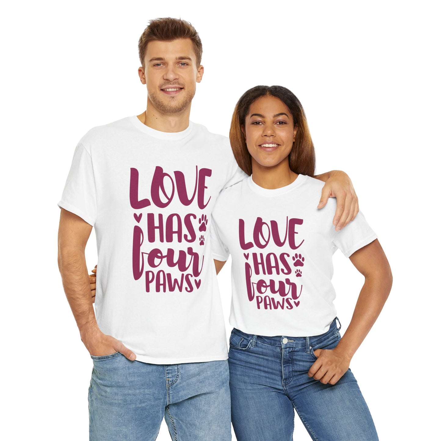 Love has 4 Paws Cute Doglover Shirt Cozy Comfort Colors Unisex Heavy Cotton T-Shirt