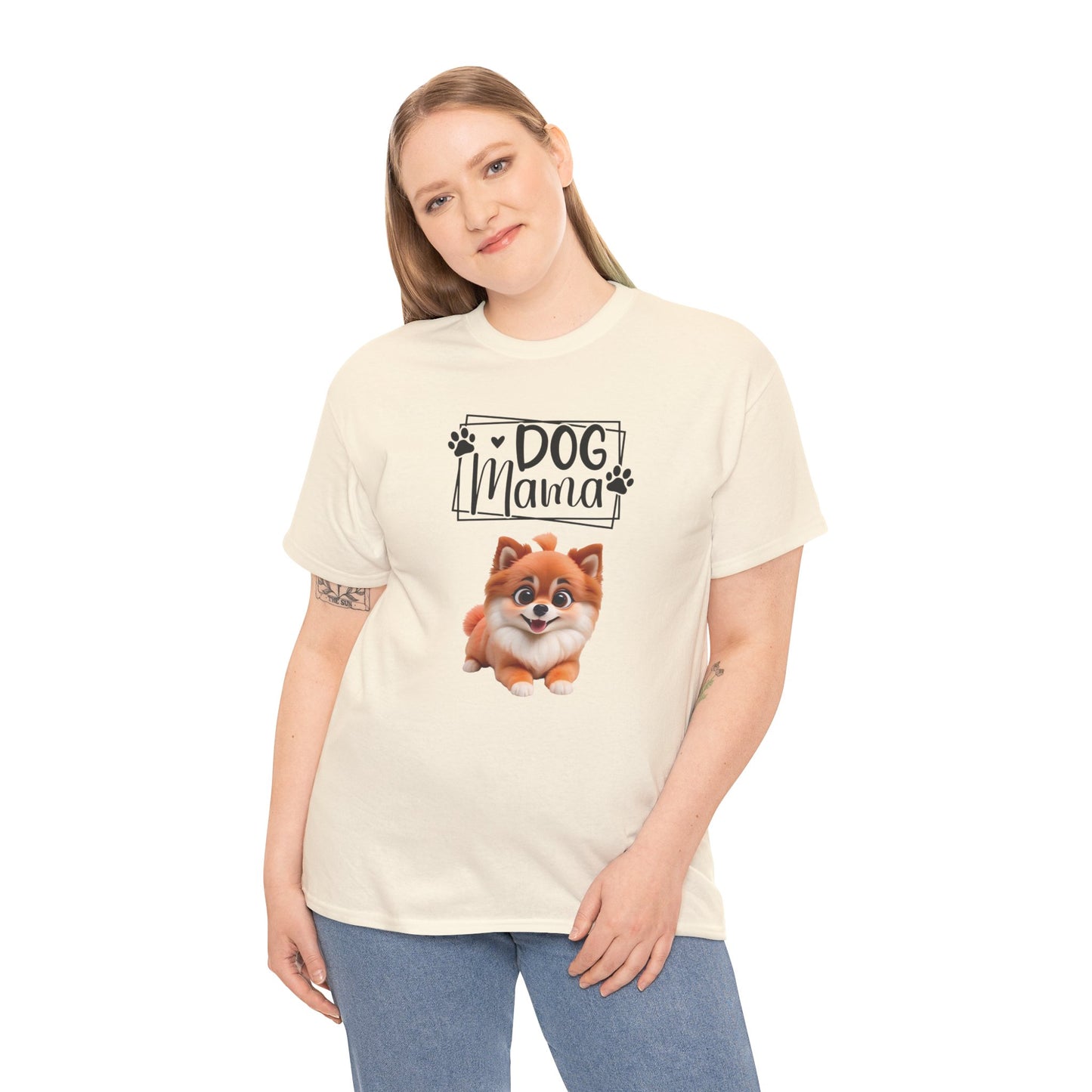 Dog Mama Colourful Dog Shirt Funny Unisex Heavy Cotton T-Shirt