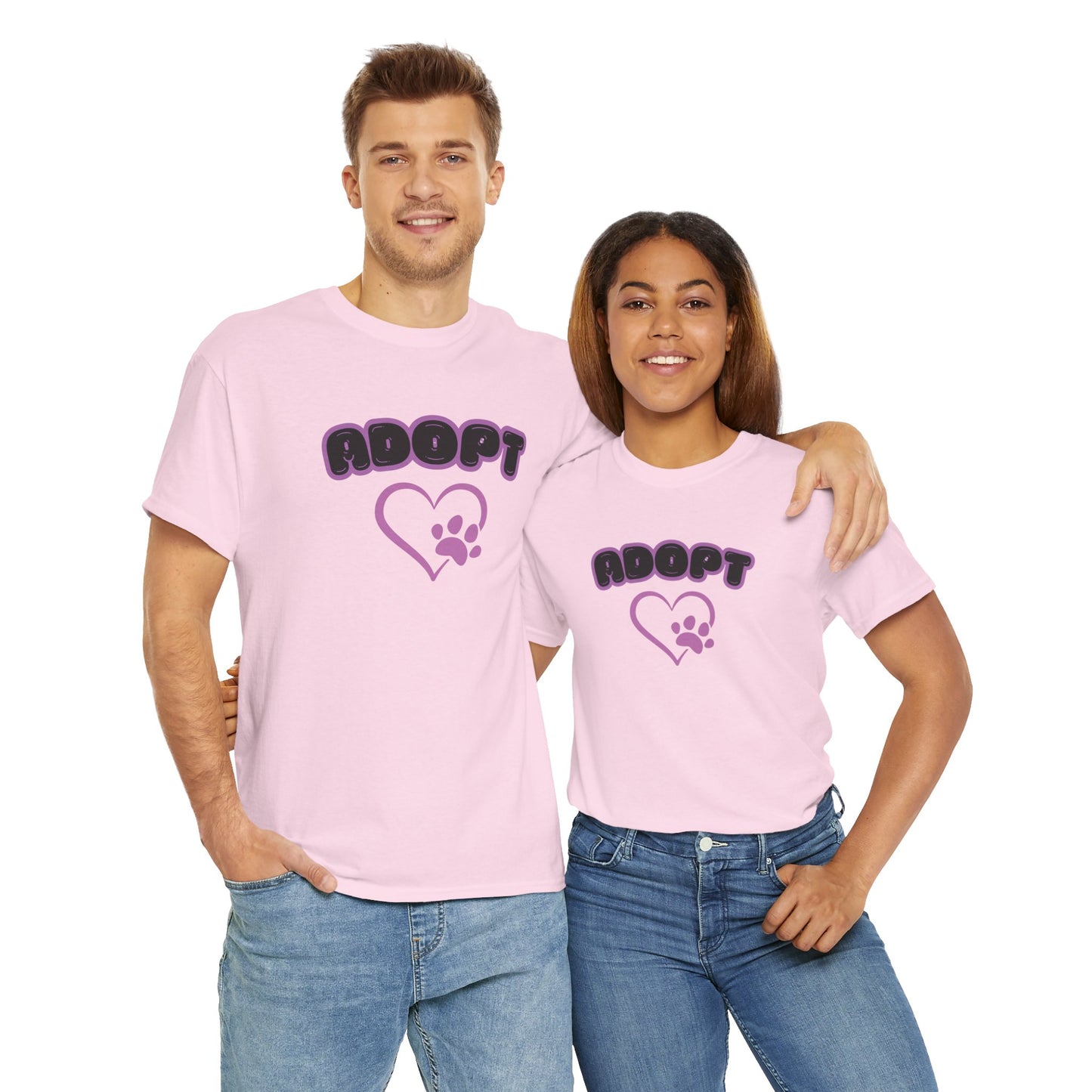 Adopt Dog Rescue Shirt Neon Colors Unisex Heavy Cotton T-Shirt