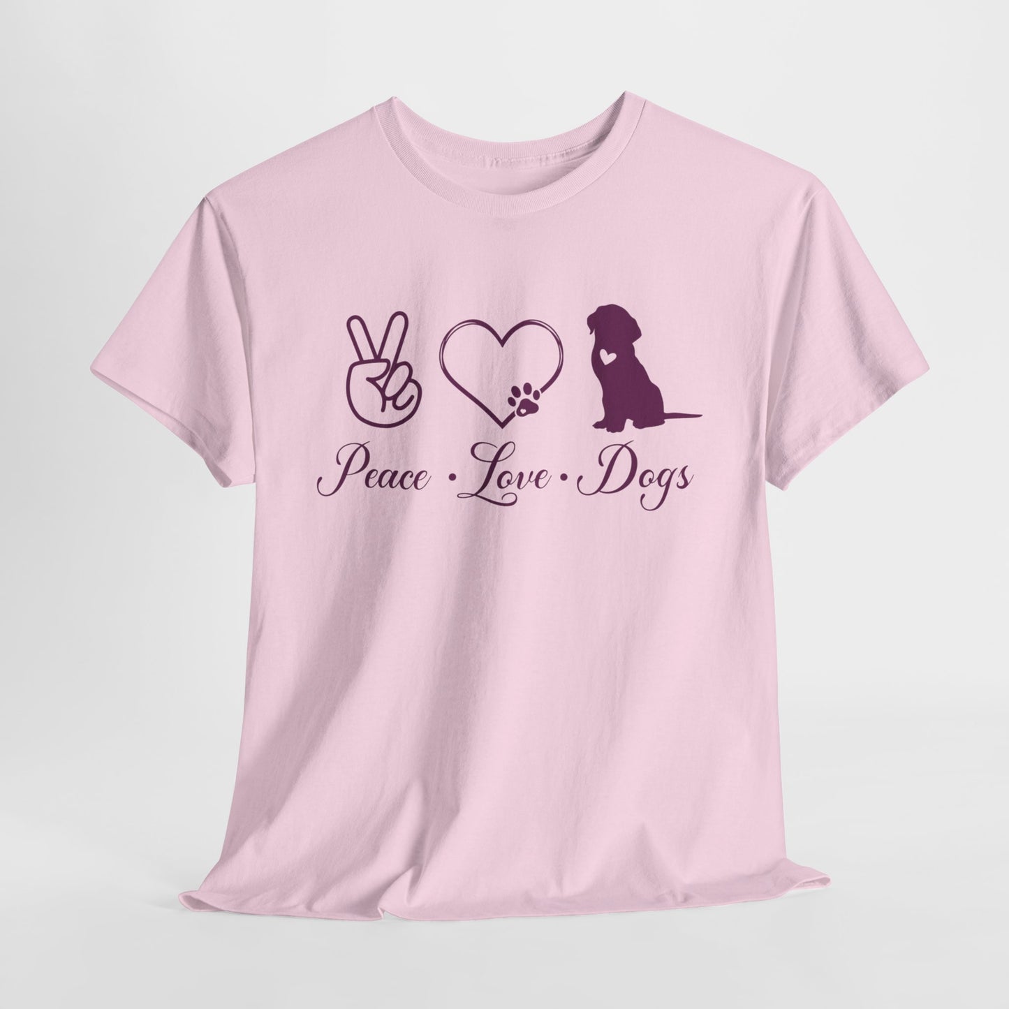 Peace Love Dogs Cute Doglover Shirt Unisex Heavy Cotton T-Shirt