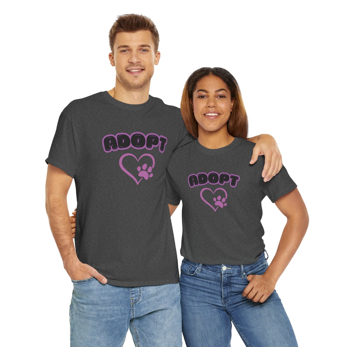 Adopt Dog Rescue Shirt Neon Colors Unisex Heavy Cotton T-Shirt