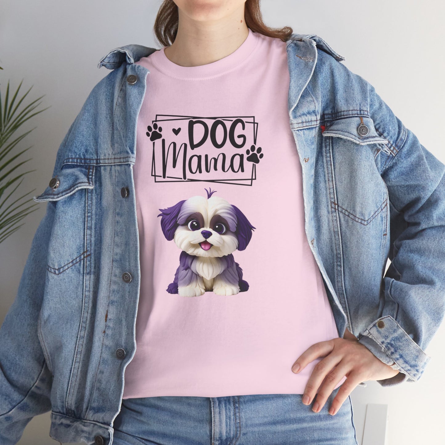 Dog Mama Colourful Dog Shirt Funny Unisex Heavy Cotton T-Shirt