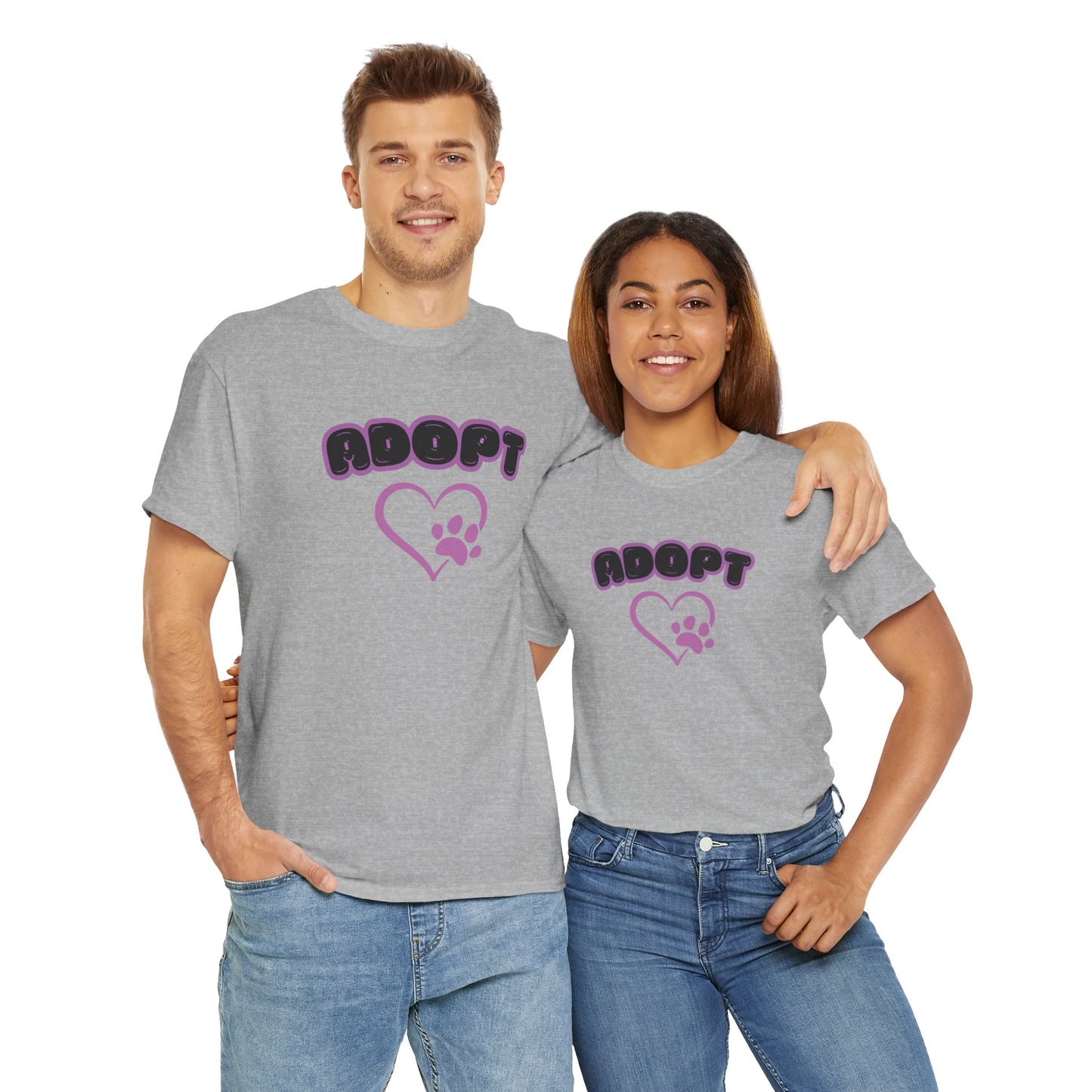 Adopt Dog Rescue Shirt Neon Colors Unisex Heavy Cotton T-Shirt