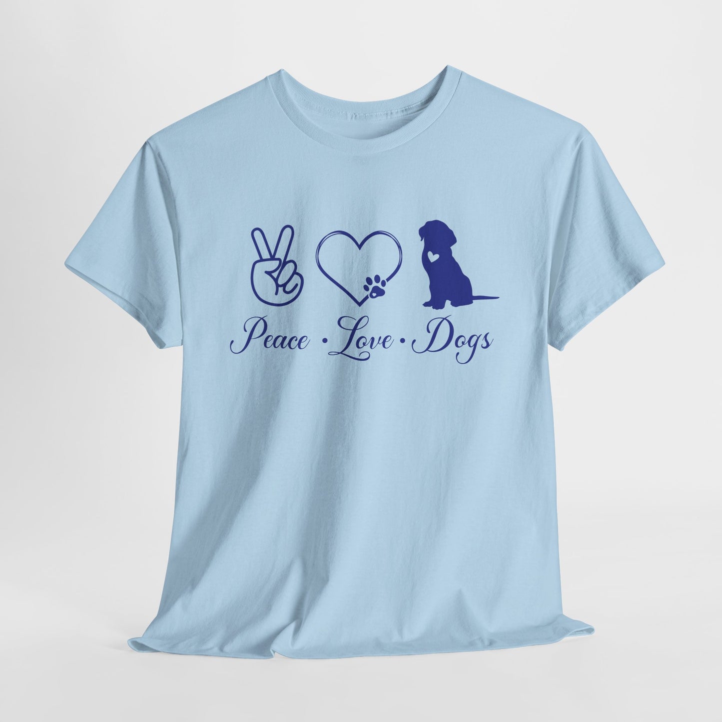 Peace Love Dogs Cute Doglover Shirt Unisex Heavy Cotton T-Shirt