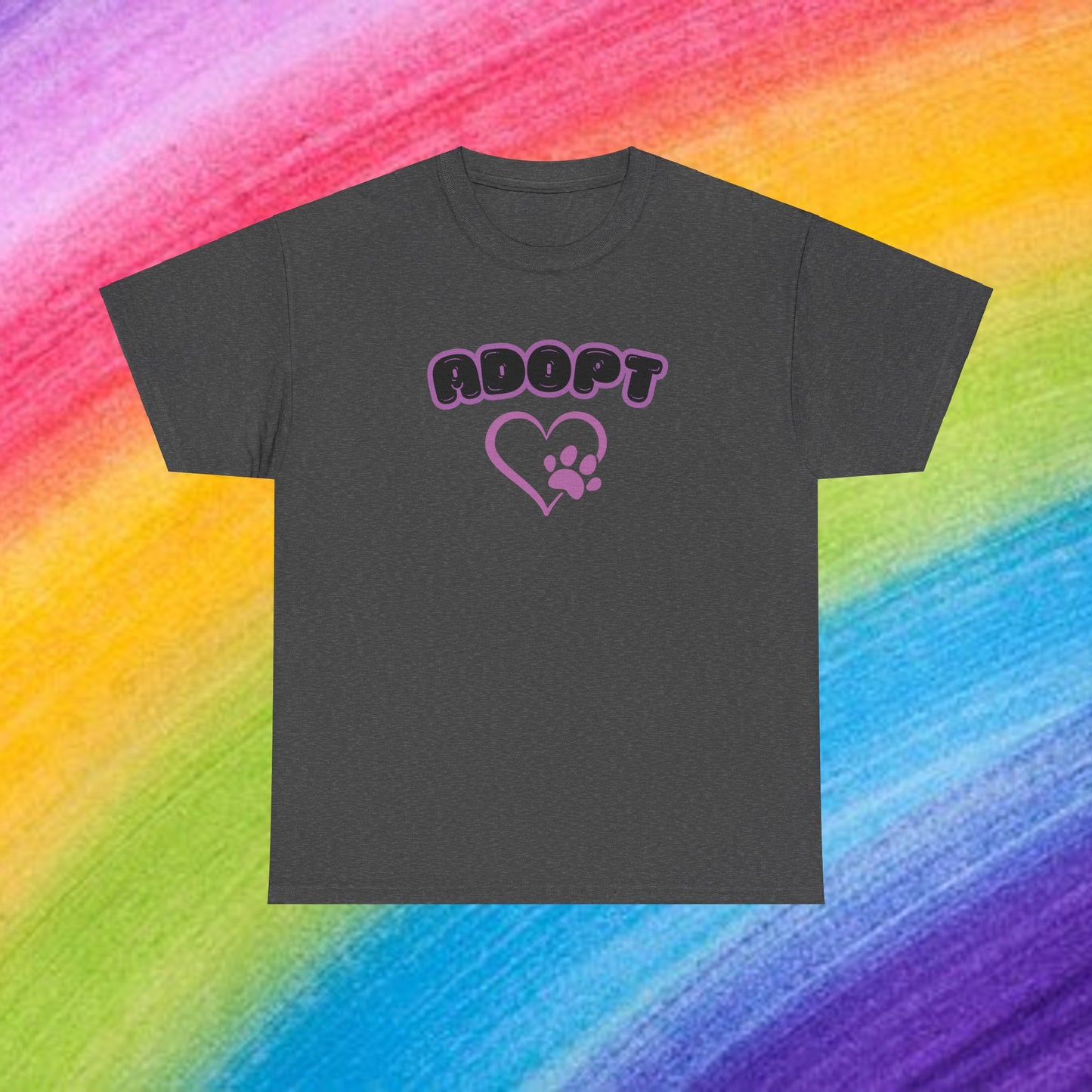 Adopt Dog Rescue Shirt Neon Colors Unisex Heavy Cotton T-Shirt