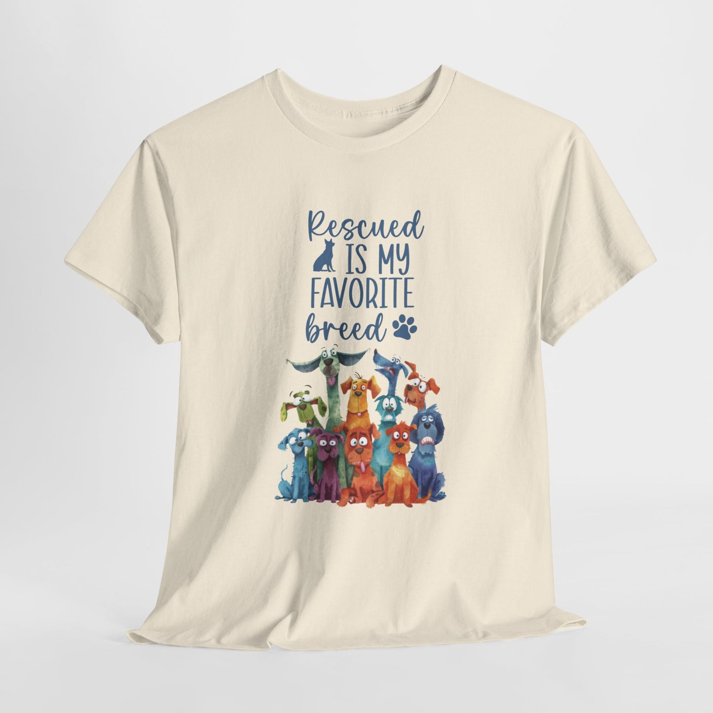 Rescued is my Favourite Breed Cute Doglover Shirt Love Dogs Hunde Liebe Quirky Fun Tierschutz Shelter Dog Unisex Heavy Cotton T-Shirt