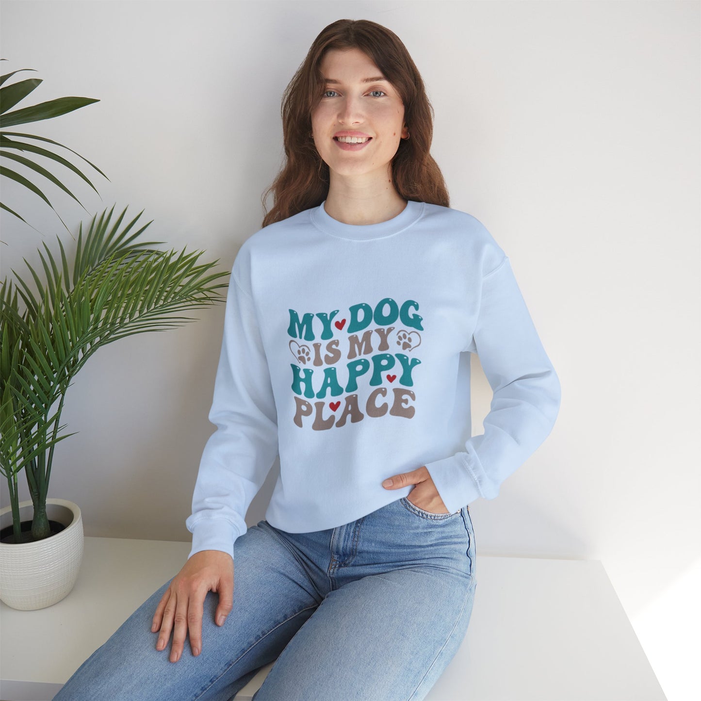 My Dog is my Happy Place Unisex Heavy Blend™ Crewneck Sweatshirt